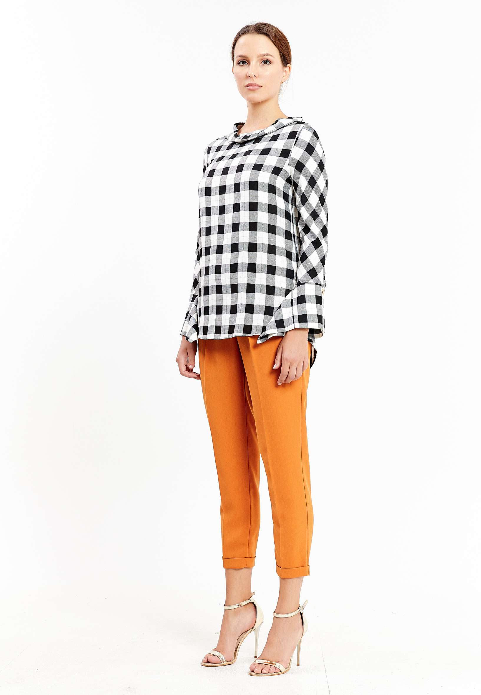 Long Sleeve Geometric Regular Blouse kmy10531 - Image 3