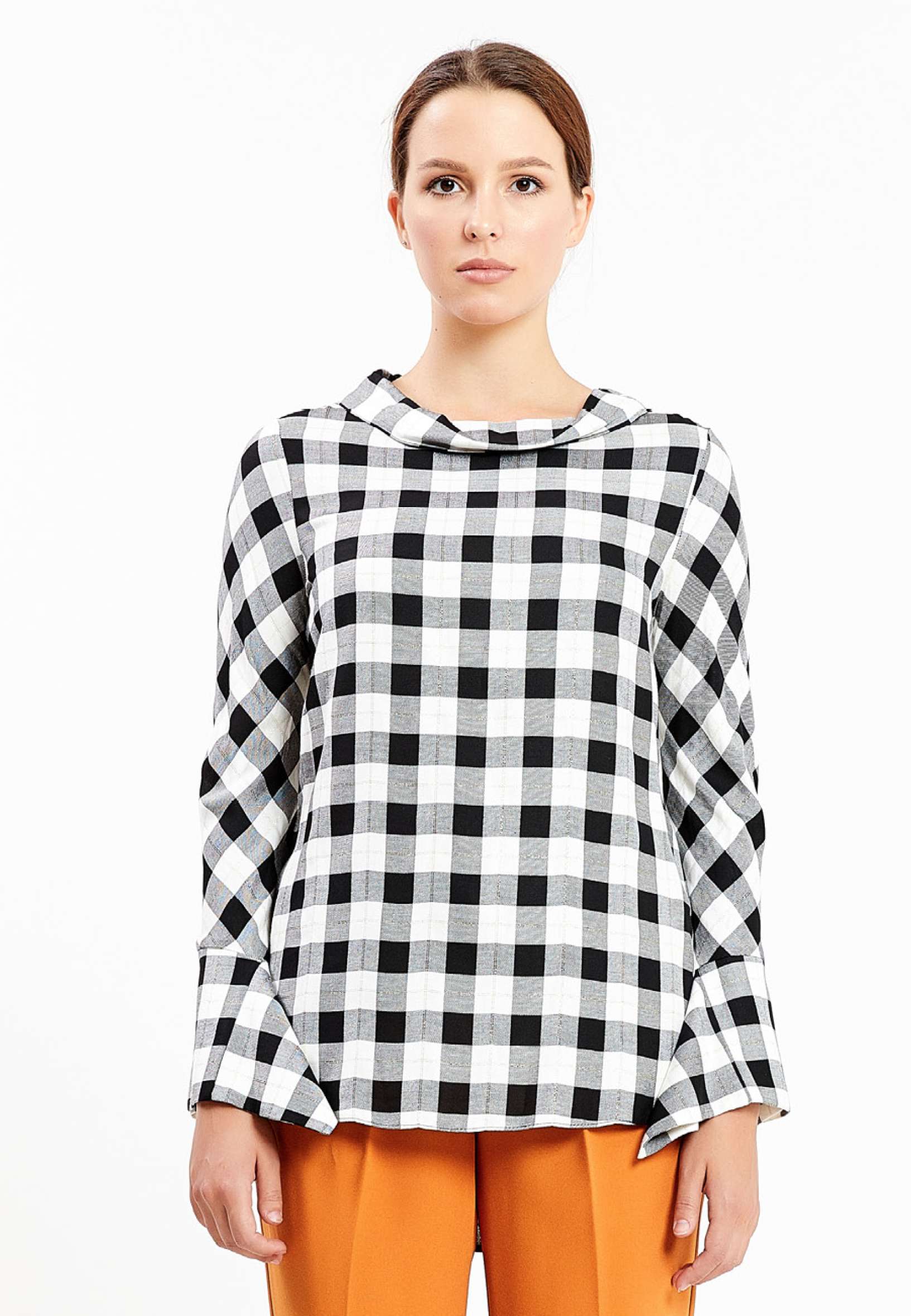Long Sleeve Geometric Regular Blouse kmy10531 - Image 4