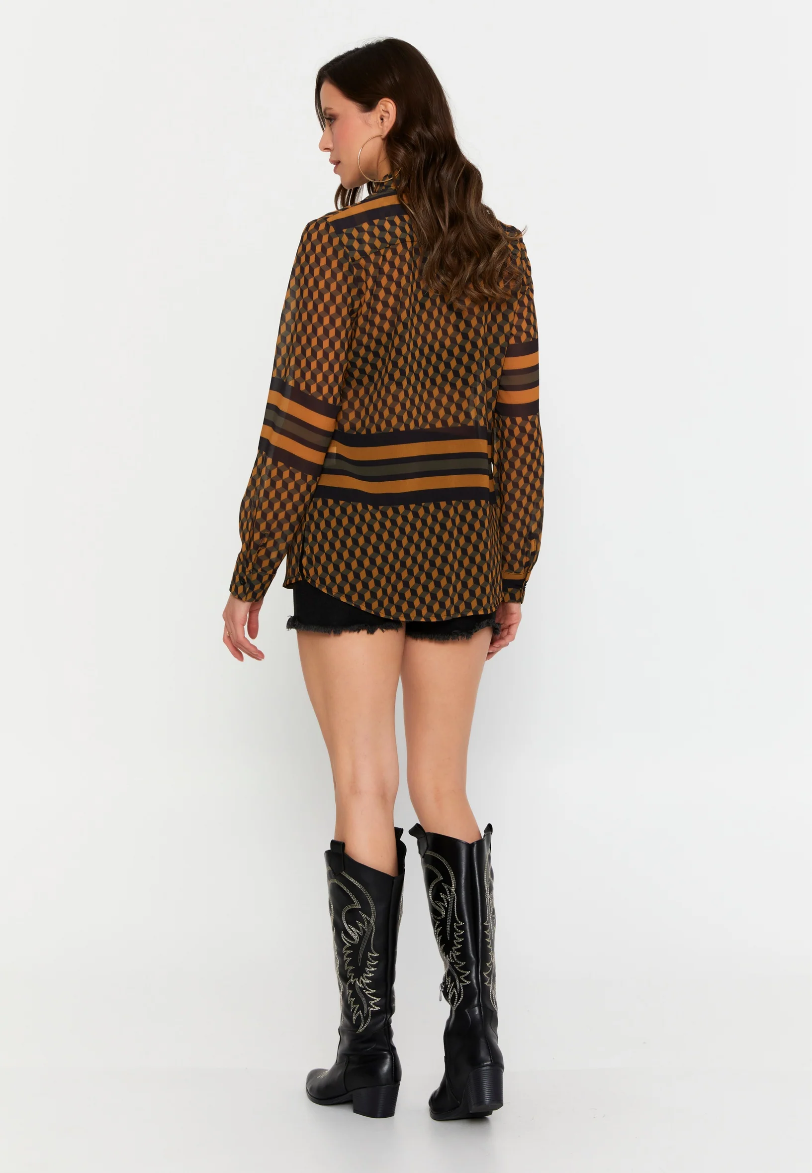 Long Sleeve Geometric Regular Shirt sea6415 - Image 11