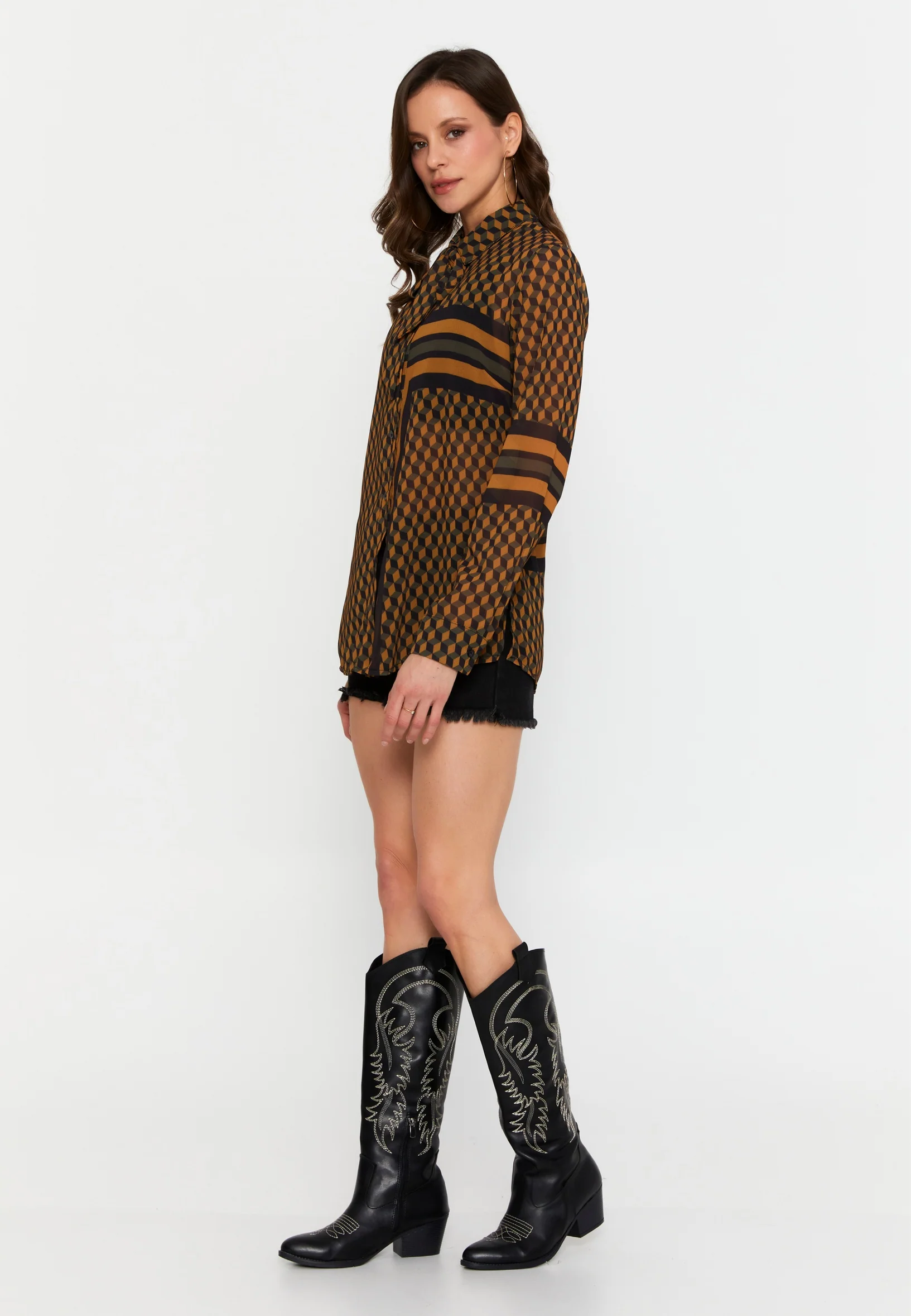 Long Sleeve Geometric Regular Shirt sea6415 - Image 12