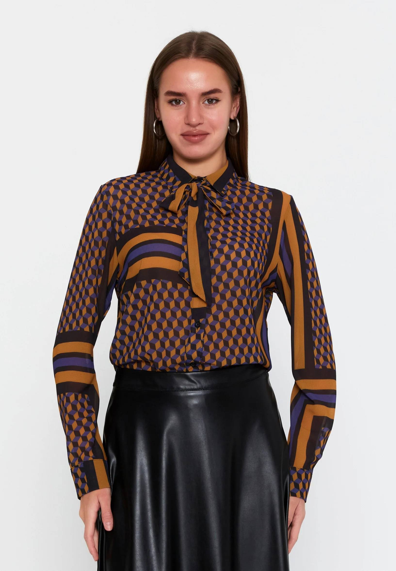 Long Sleeve Geometric Regular Shirt sea6415 - Image 13