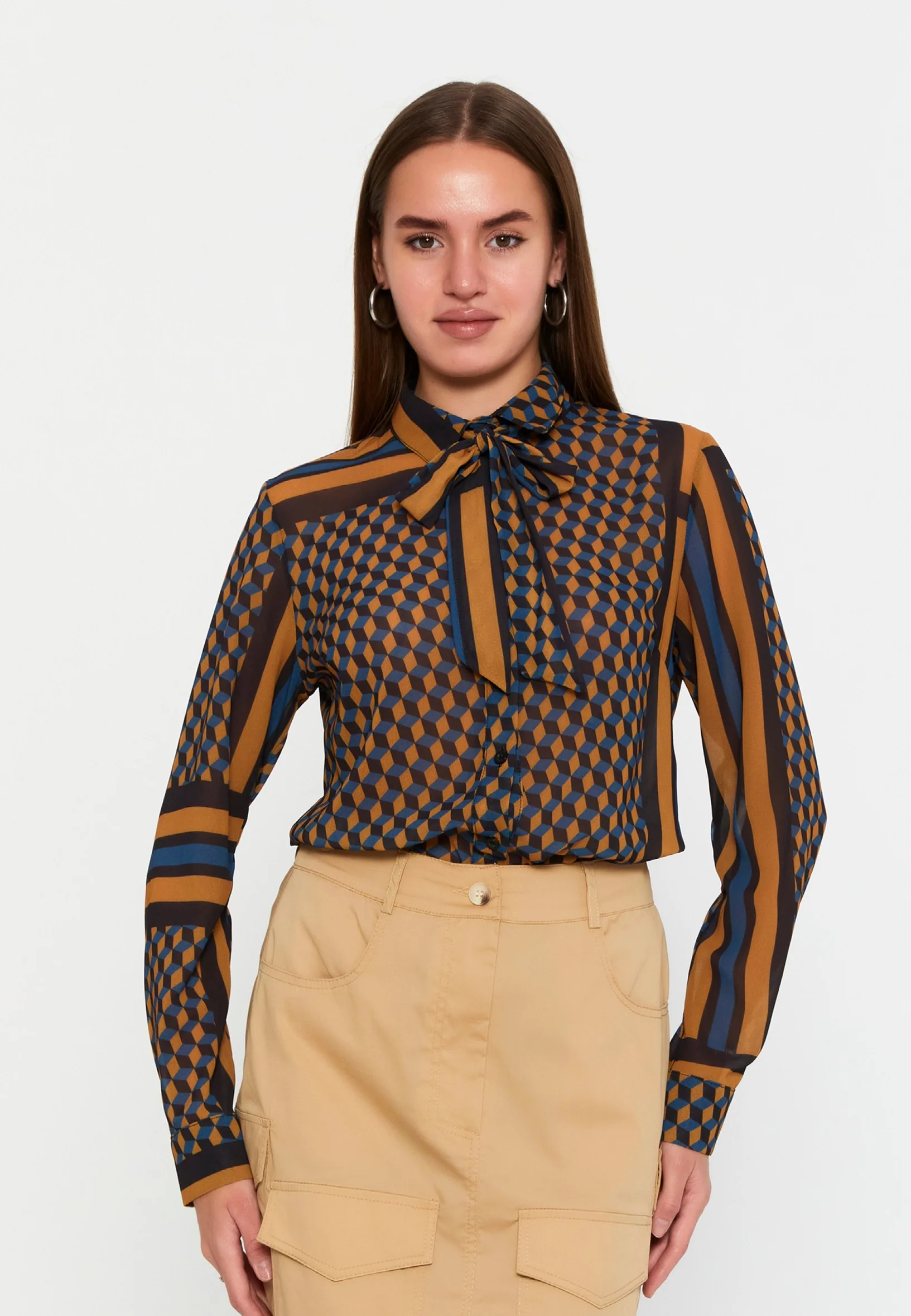 Long Sleeve Geometric Regular Shirt sea6415 - Image 17