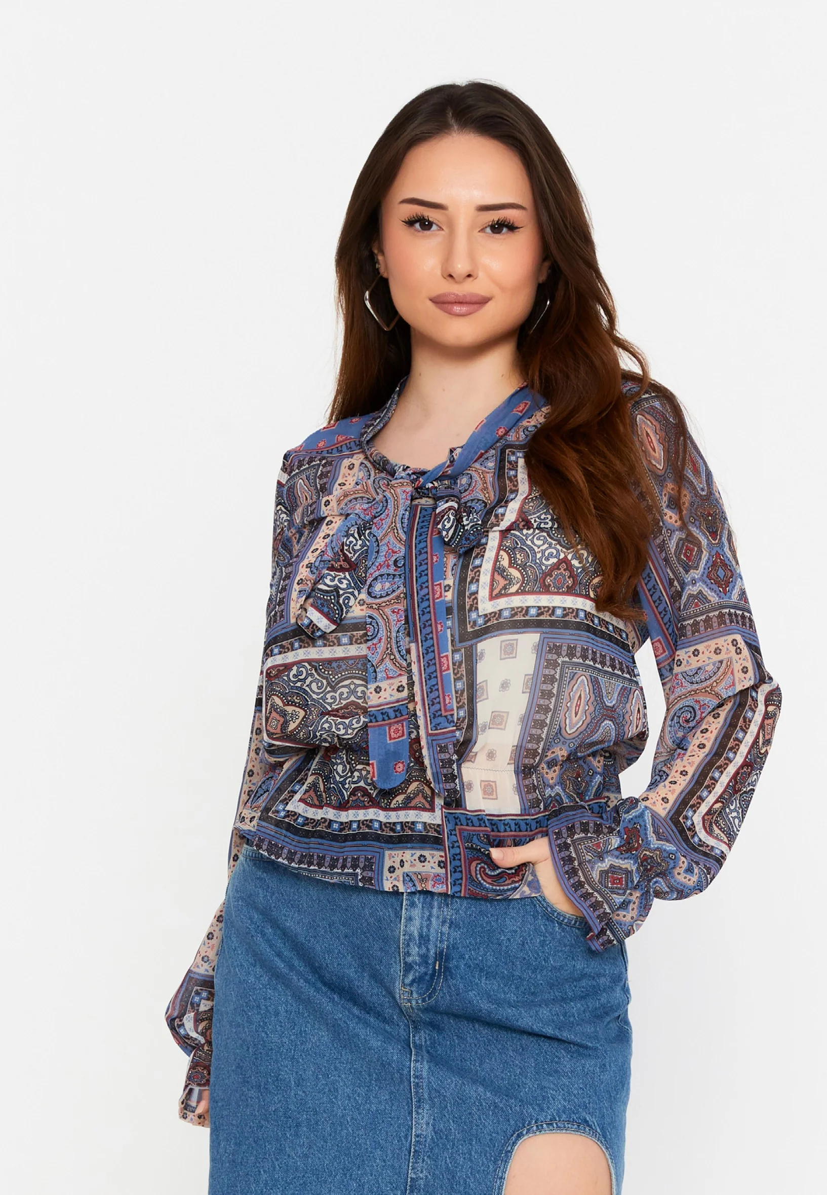 Long Sleeve Graphic Regular Blouse divzec2413