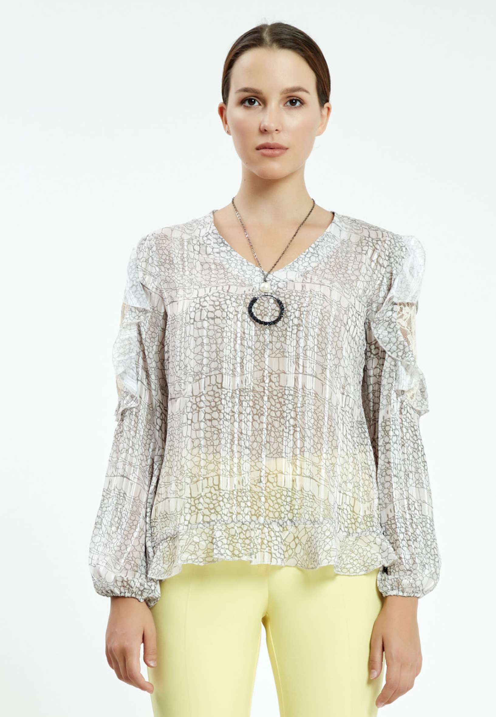 Long Sleeve Graphic Regular Blouse ser26619