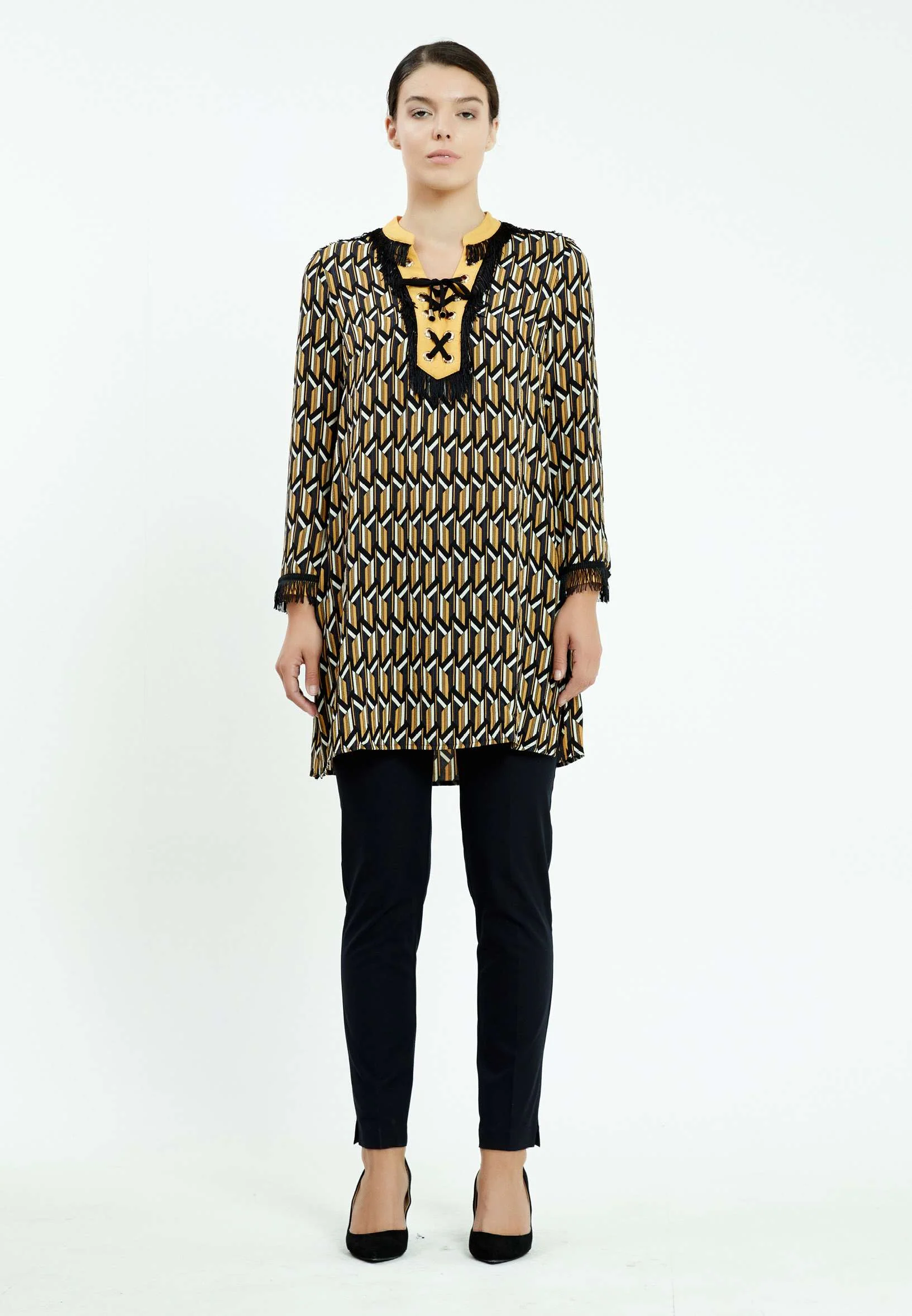 Long Sleeve Graphic Regular Tunic ser25399 - Image 2