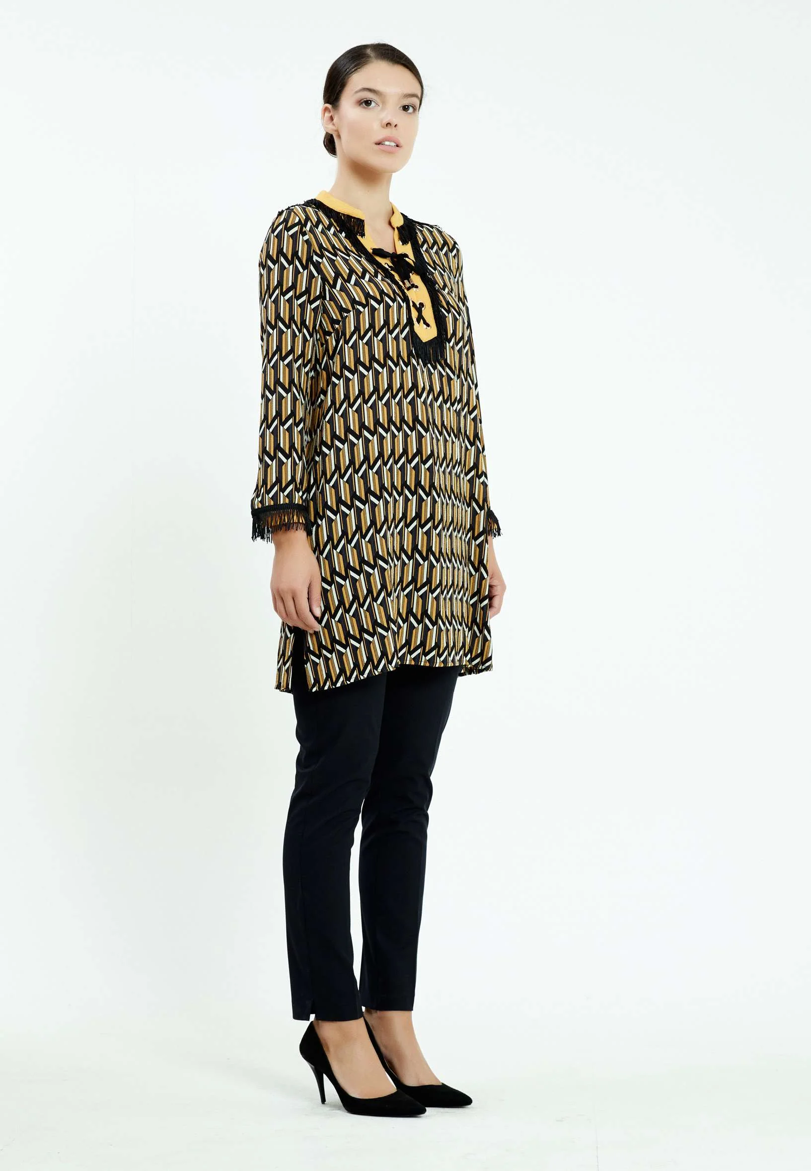 Long Sleeve Graphic Regular Tunic ser25399 - Image 4