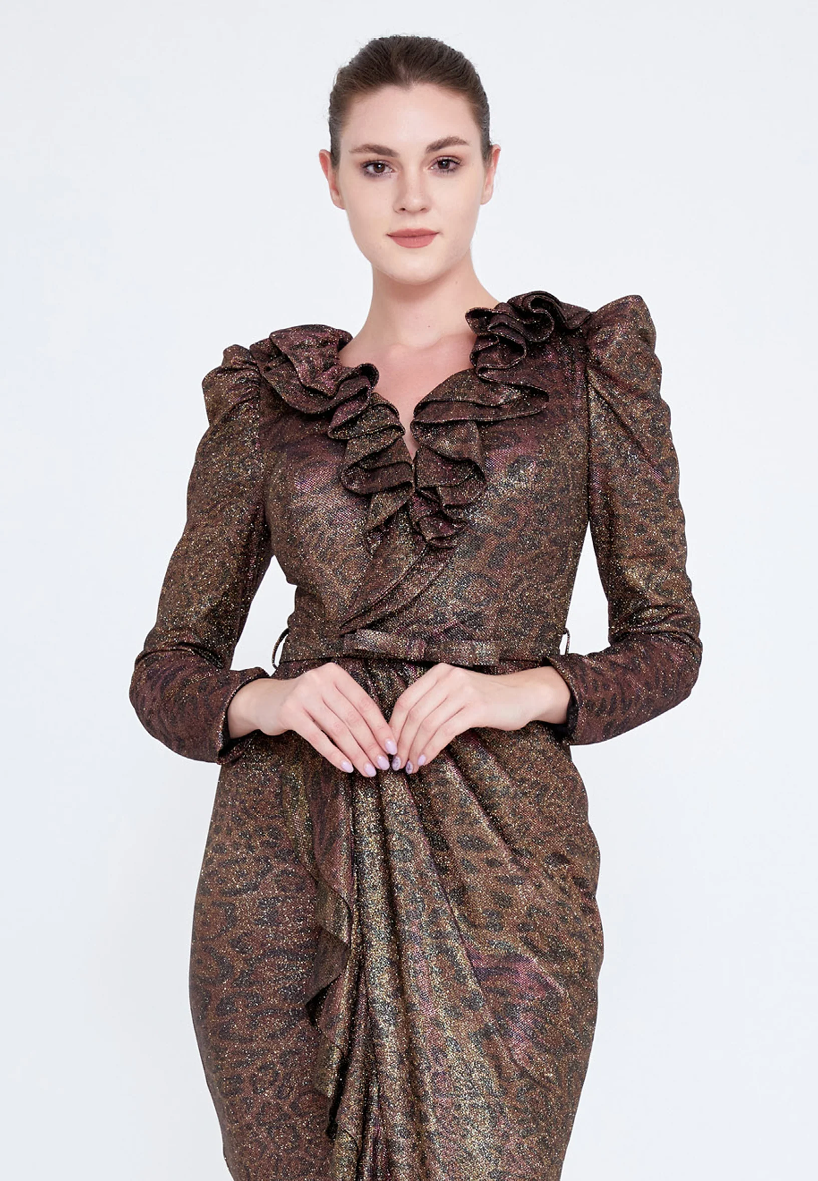 Long Sleeve High-Low Chiffon Bodycon Regular Evening Dress crm8840 - Image 20