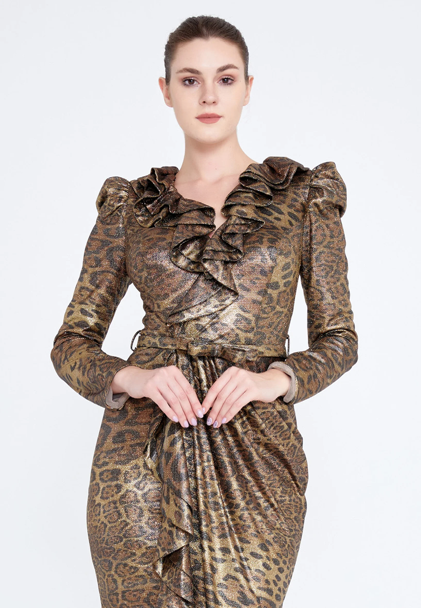 Long Sleeve High-Low Chiffon Bodycon Regular Evening Dress crm8840 - Image 4