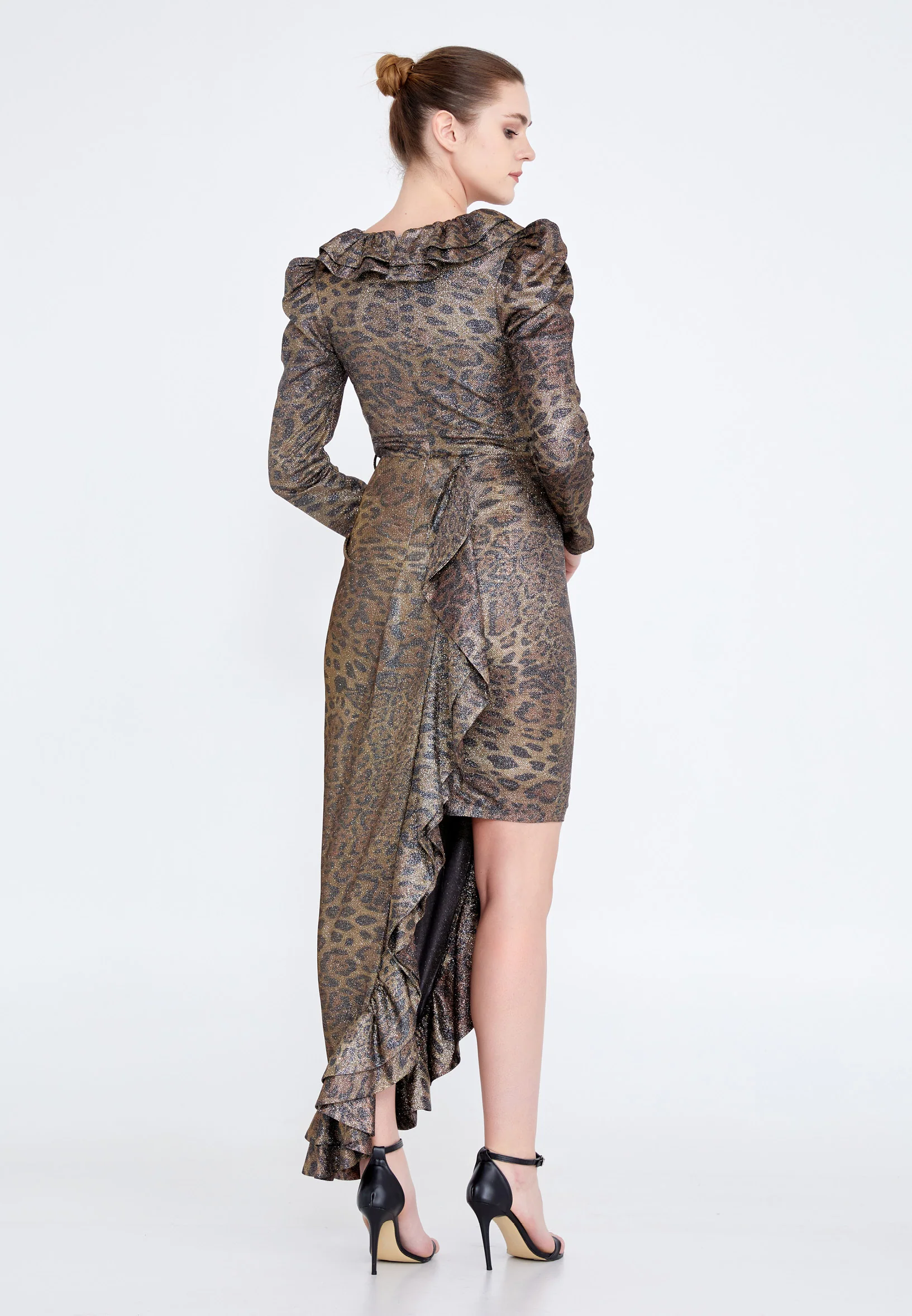 Long Sleeve High-Low Chiffon Bodycon Regular Evening Dress crm8840 - Image 6