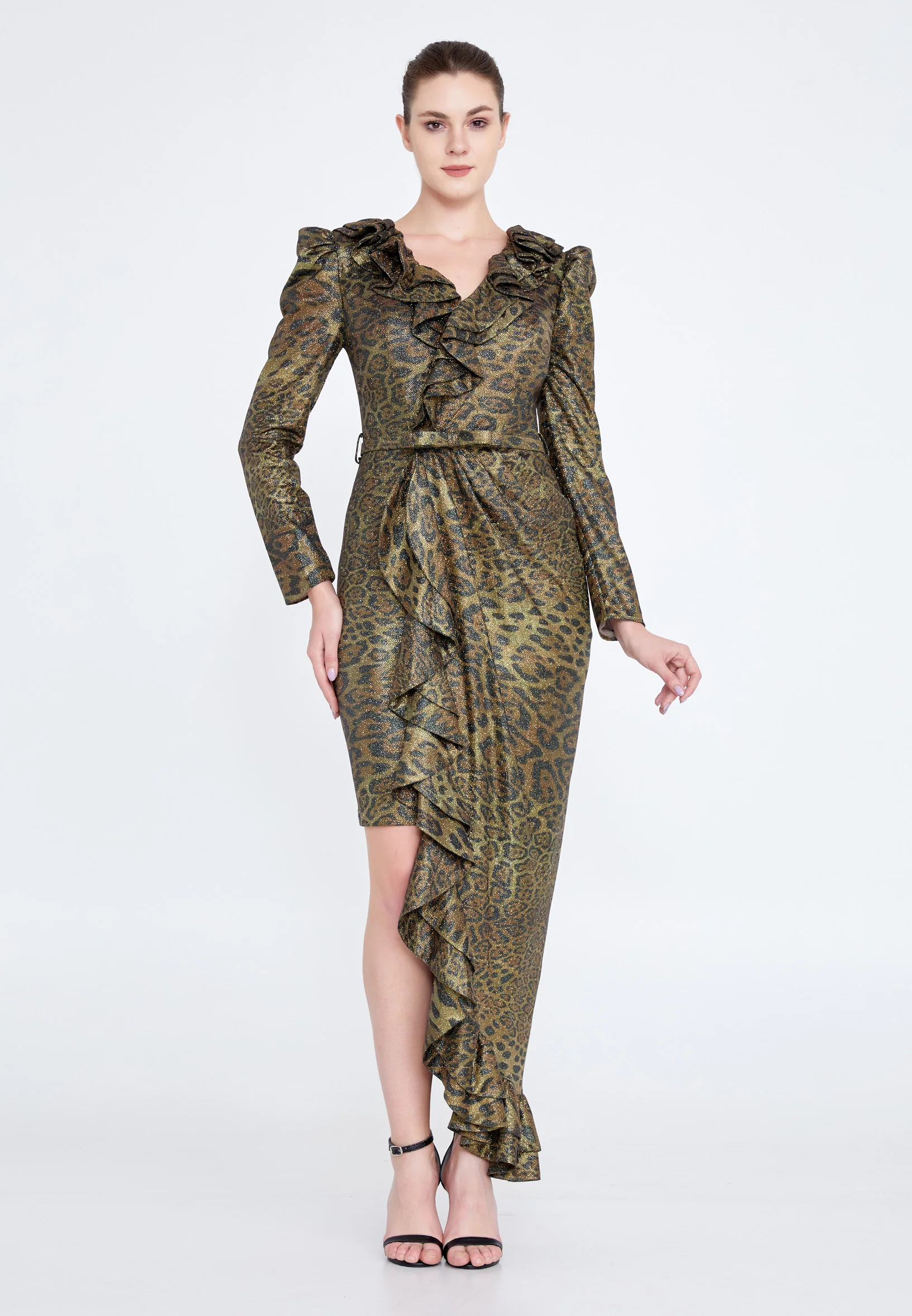 Long Sleeve High-Low Chiffon Bodycon Regular Evening Dress crm8840 - Image 9