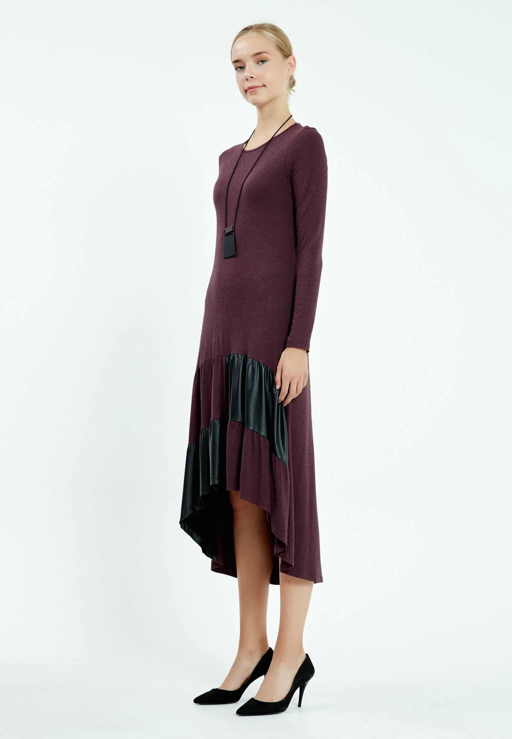 Long Sleeve High-Low Column Regular Casual Dress mis19568 - Image 11