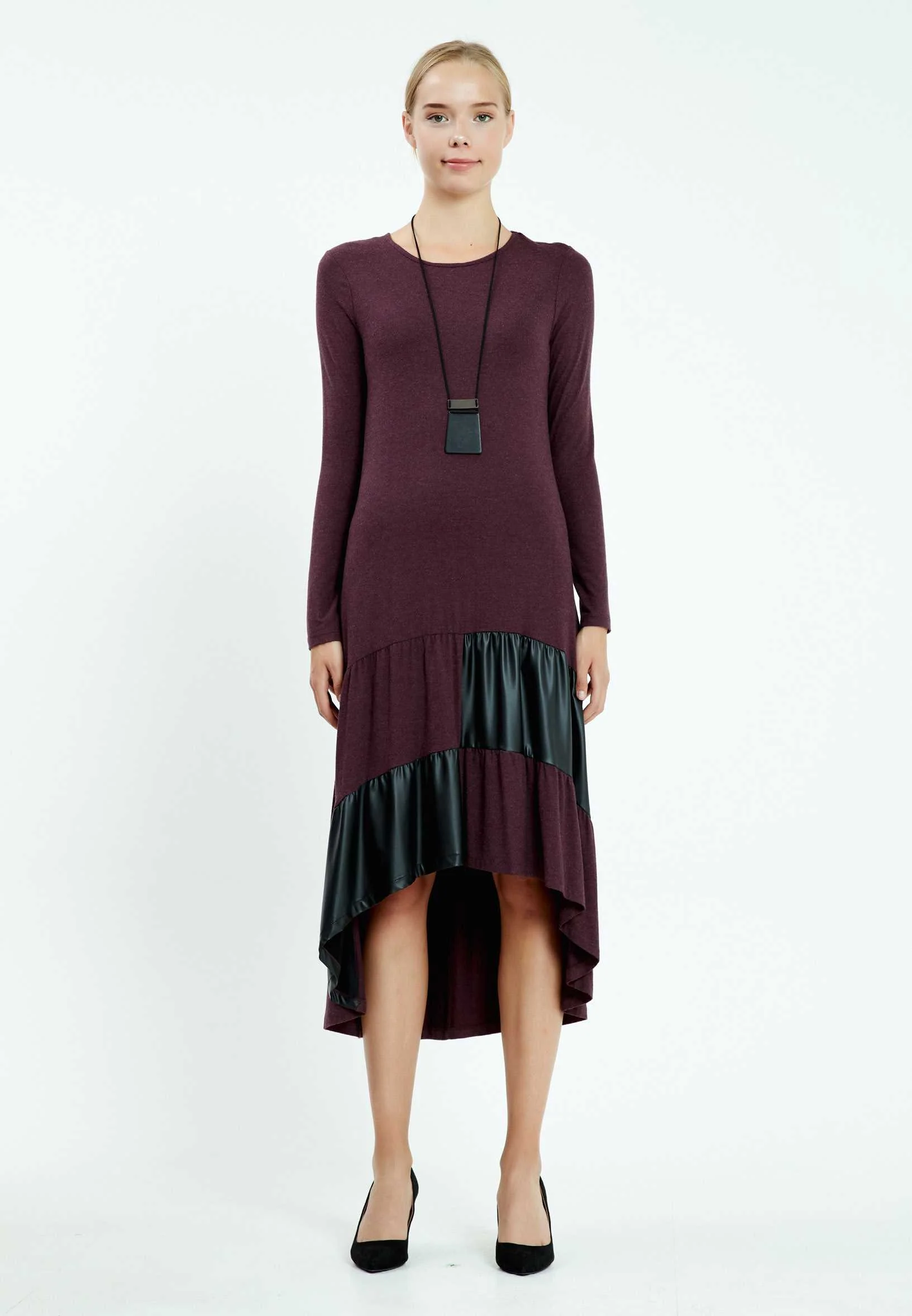 Long Sleeve High-Low Column Regular Casual Dress mis19568 - Image 9