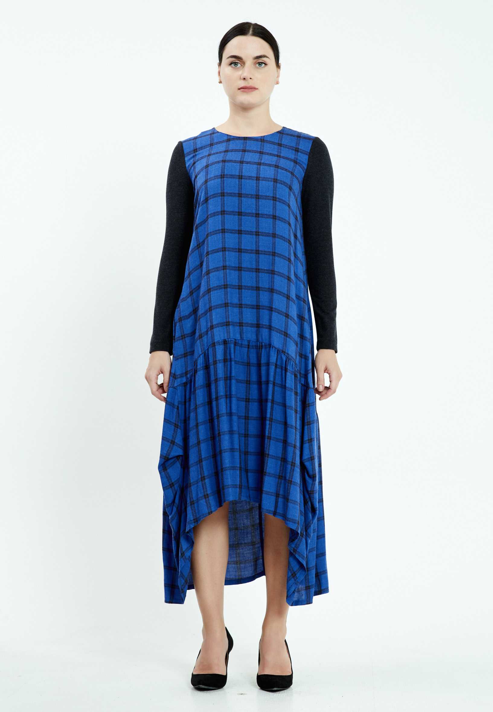 Long Sleeve High-Low Lycra Column Regular Casual Dress mis19570