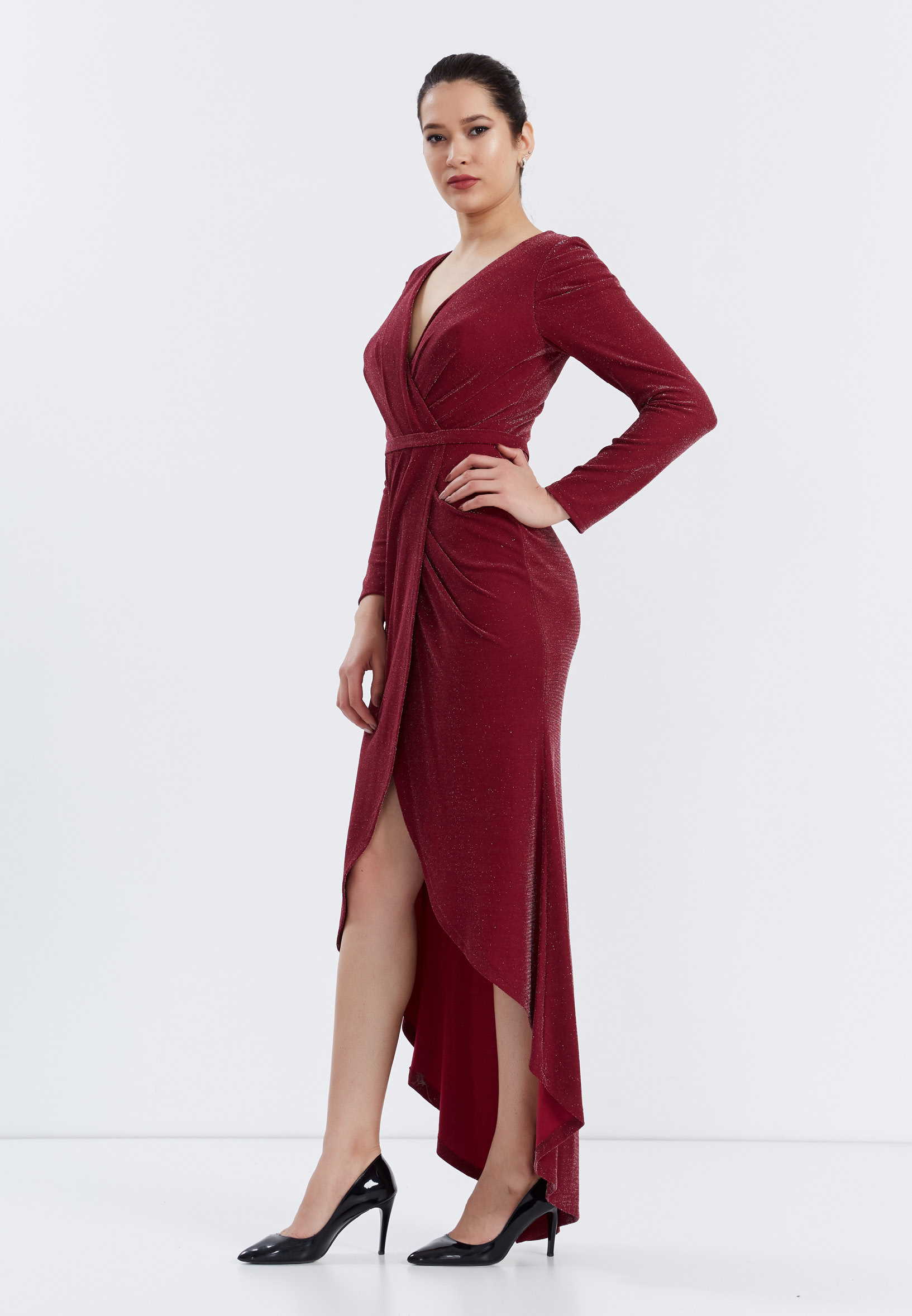 Long Sleeve High-Low Lycra Column Regular Evening Dress frc0365 - Image 7