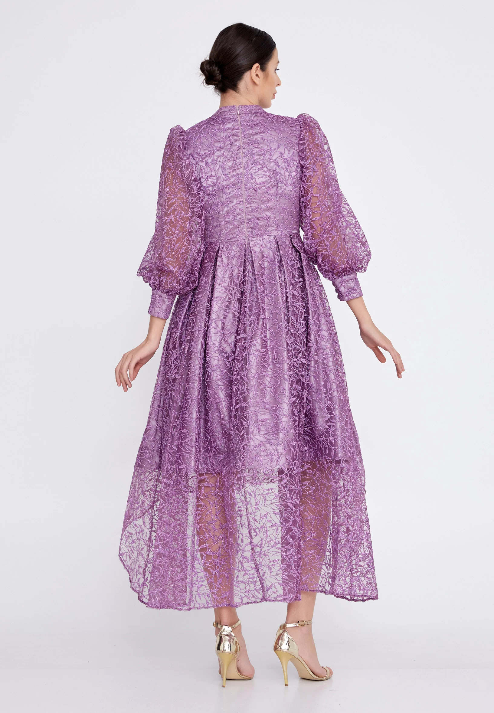 Long Sleeve High-Low Tulle A - Line Regular Prom Dress ons000-95 - Image 10