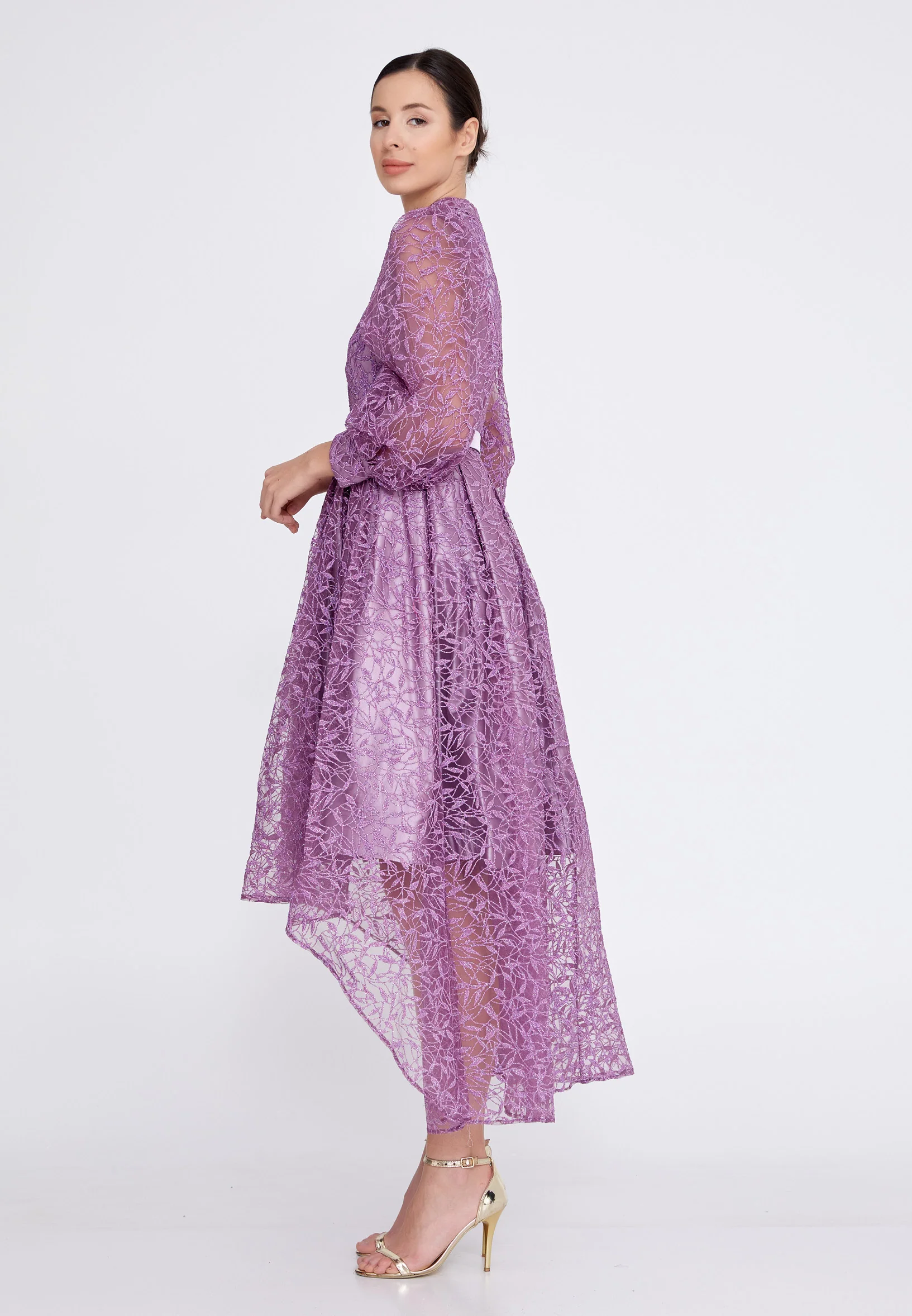 Long Sleeve High-Low Tulle A - Line Regular Prom Dress ons000-95 - Image 11