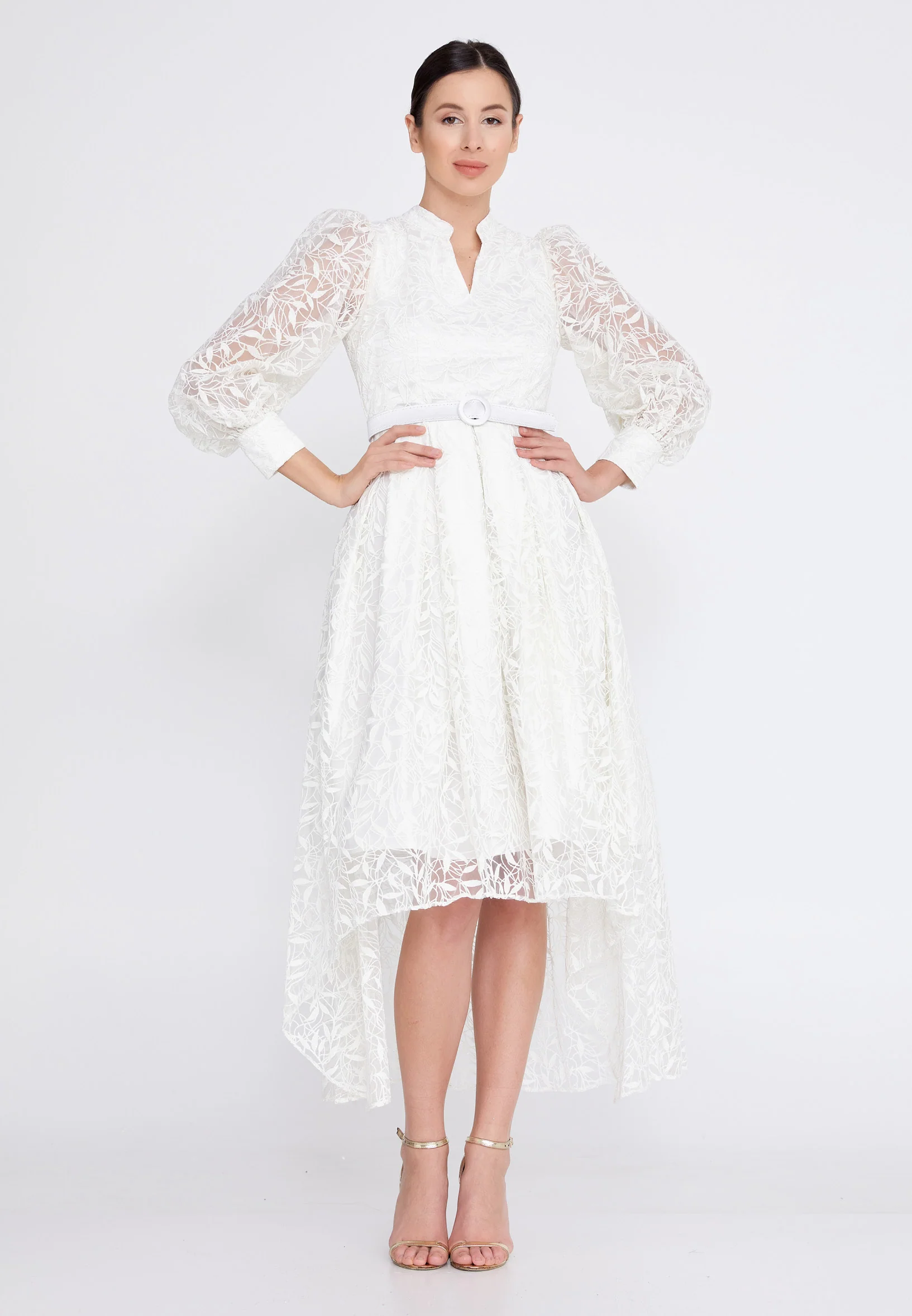 Long Sleeve High-Low Tulle A - Line Regular Prom Dress ons000-95 - Image 13