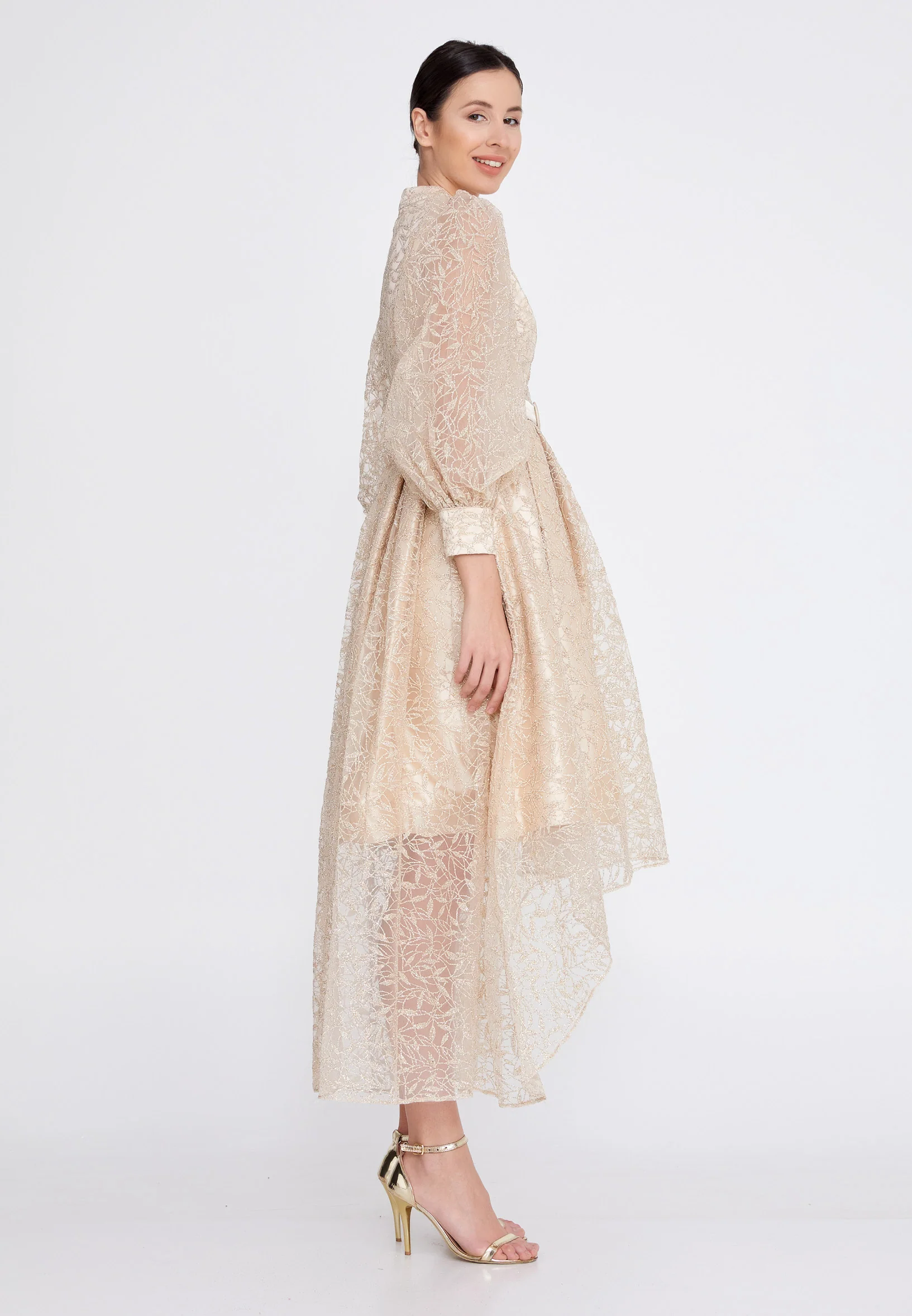 Long Sleeve High-Low Tulle A - Line Regular Prom Dress ons000-95 - Image 3