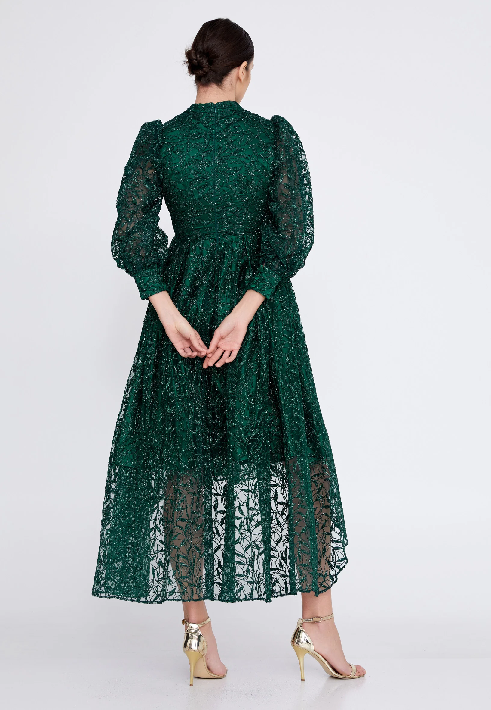 Long Sleeve High-Low Tulle A - Line Regular Prom Dress ons000-95 - Image 6