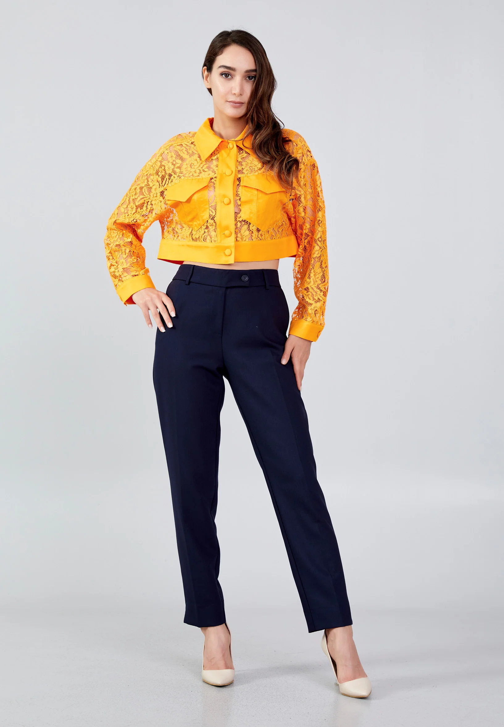 Long Sleeve Lace Floral Regular Jacket ber23y1115 - Image 10