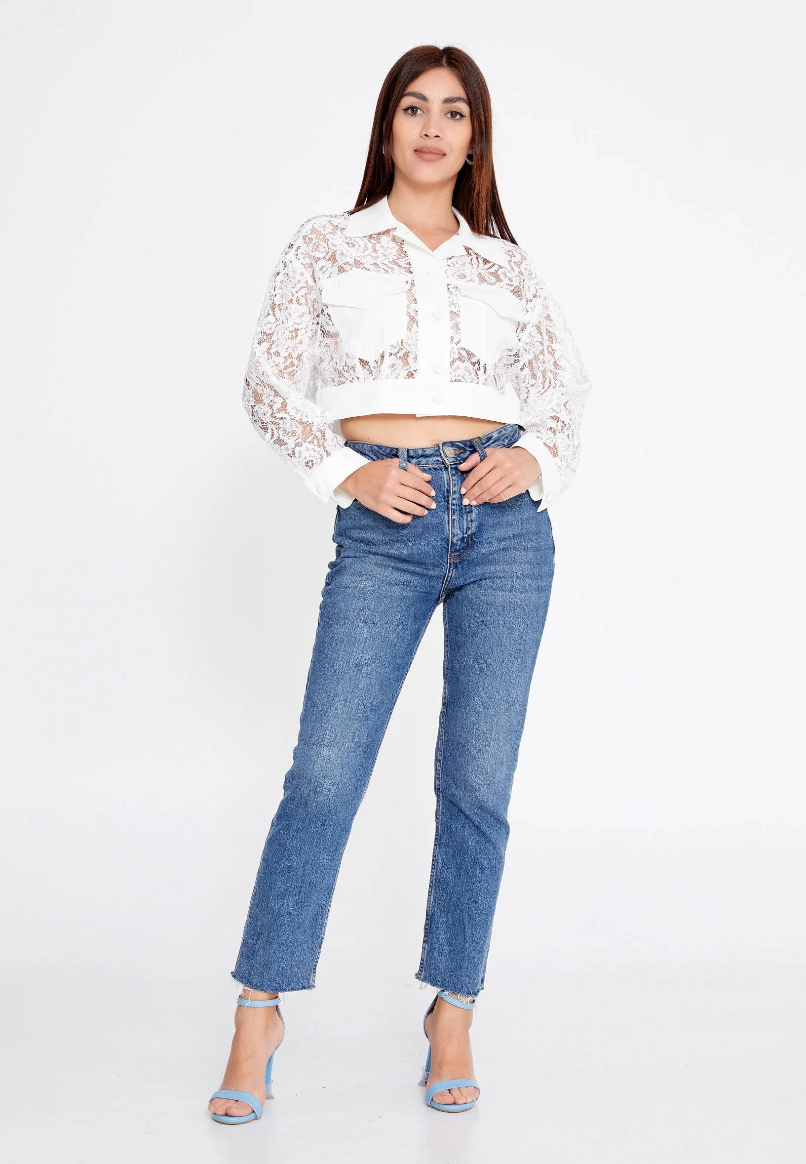 Long Sleeve Lace Floral Regular Jacket ber23y1115 - Image 2