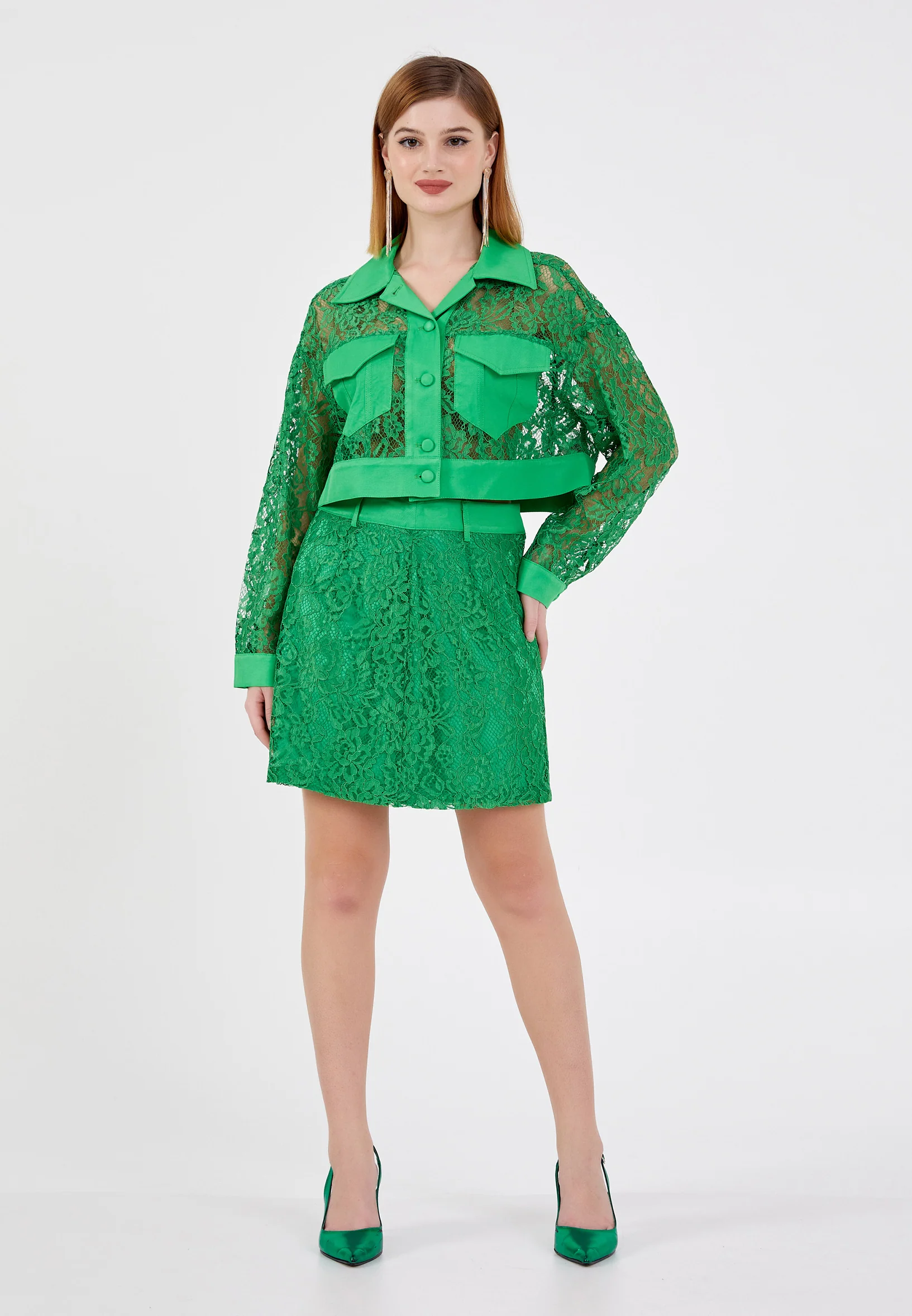 Long Sleeve Lace Floral Regular Jacket ber23y1115 - Image 6
