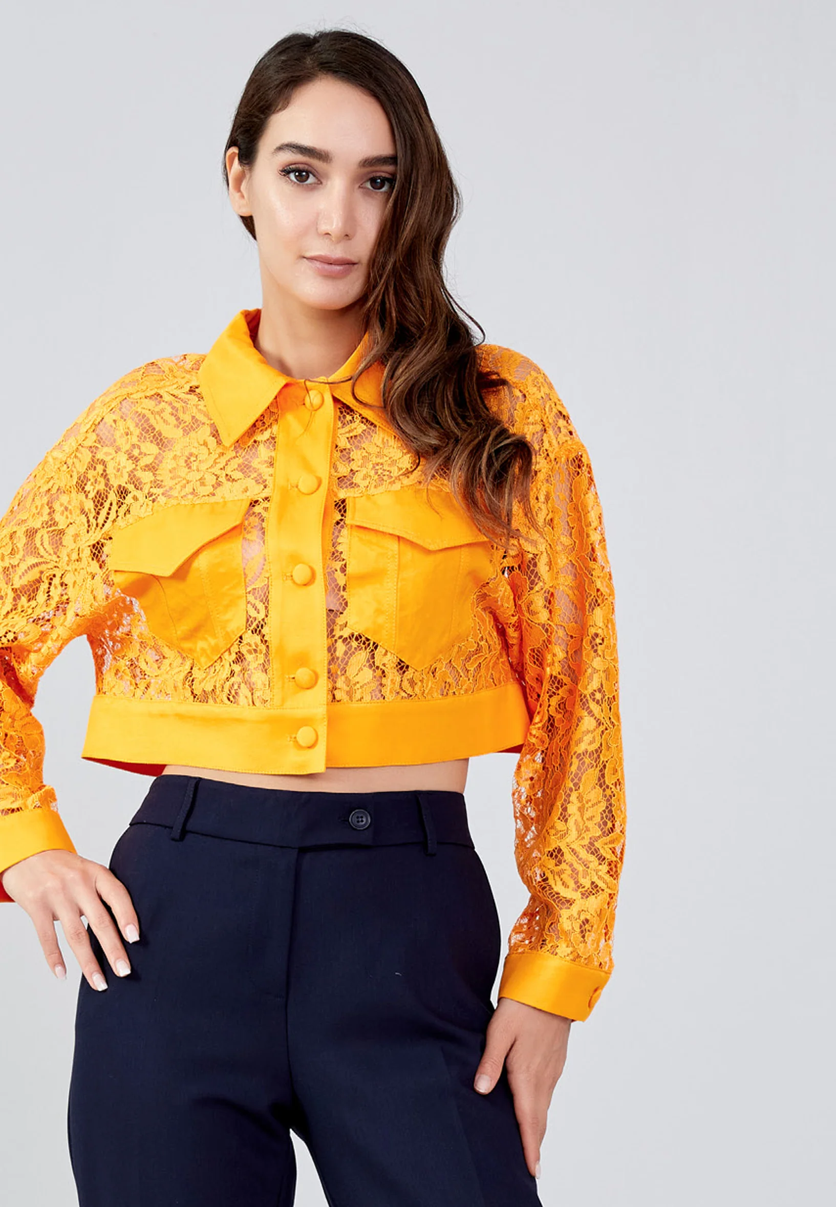 Long Sleeve Lace Floral Regular Jacket ber23y1115 - Image 9