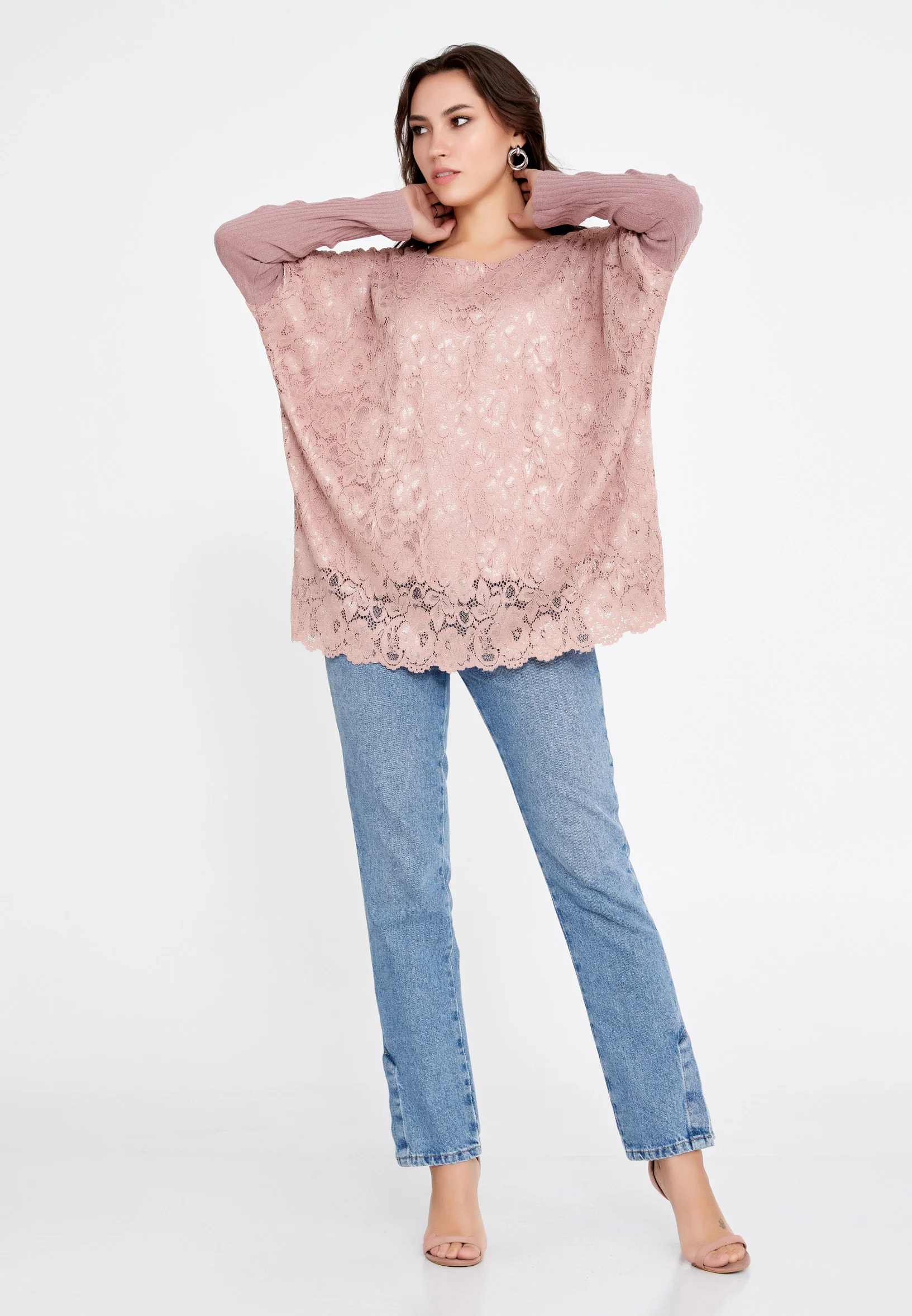 Long Sleeve Lacy Regular Blouse clf15950 - Image 6