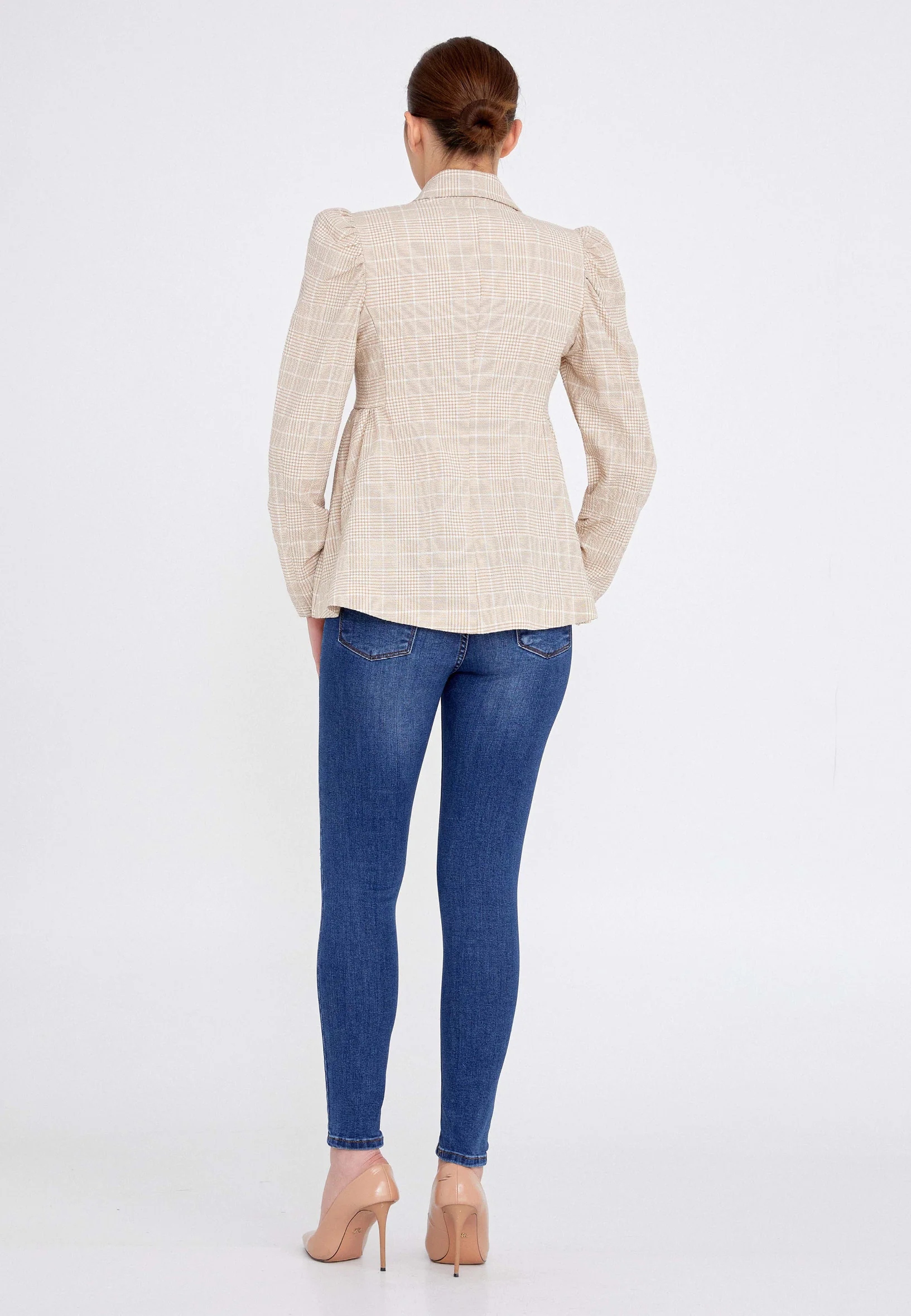 Long Sleeve Linen Geometric Regular Jacket ber21y1112 - Image 4