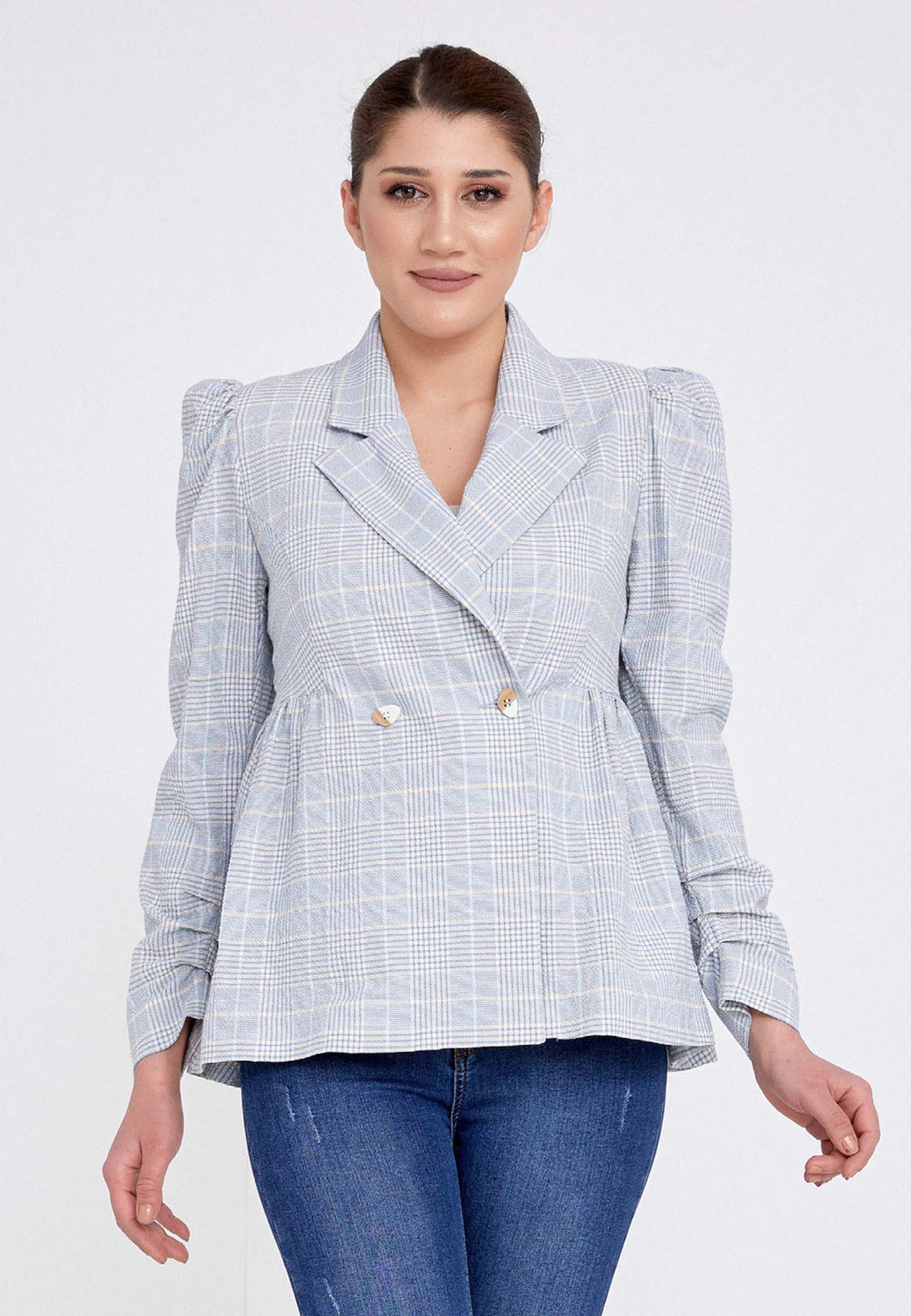 Long Sleeve Linen Geometric Regular Jacket ber21y1112 - Image 5
