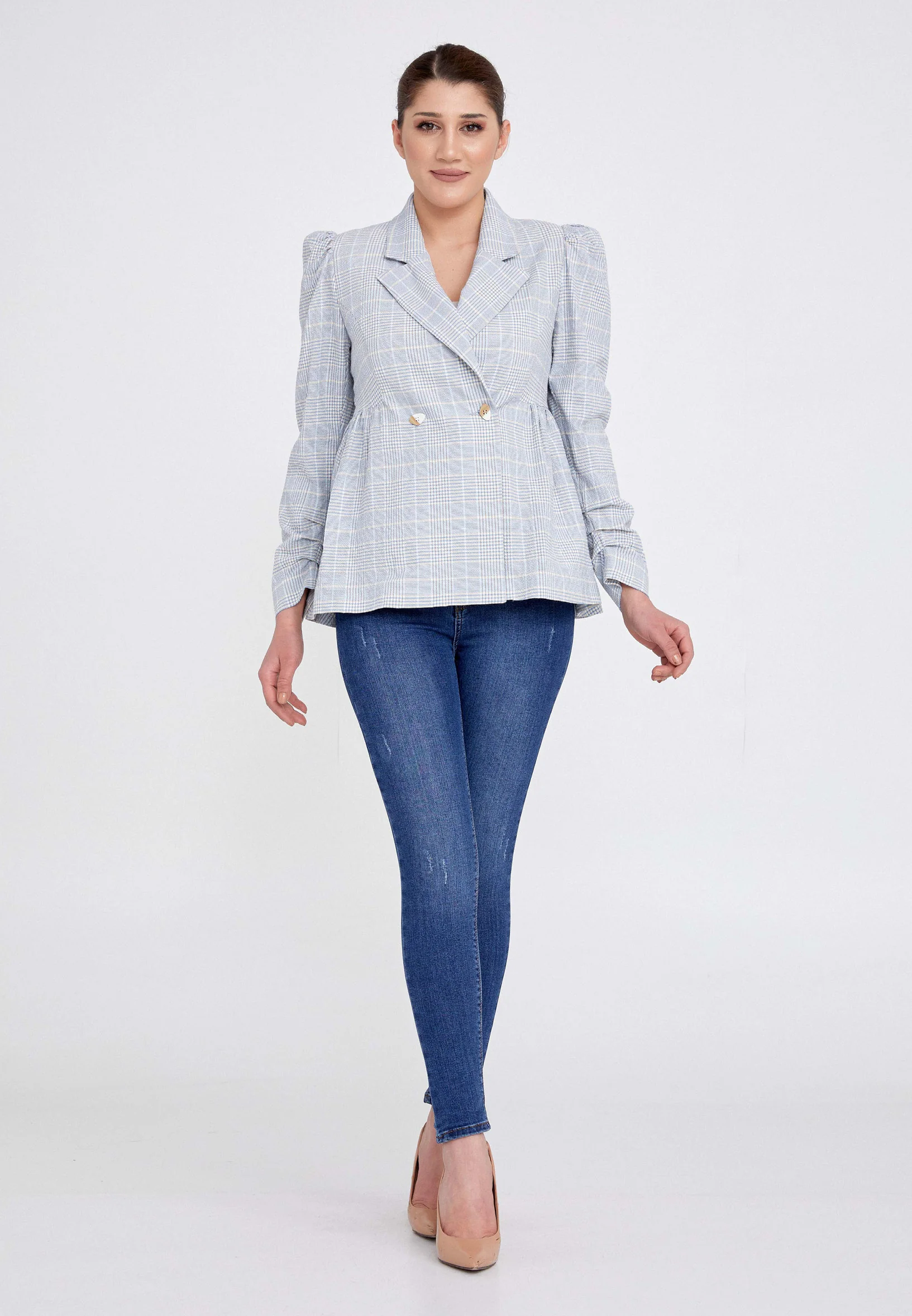 Long Sleeve Linen Geometric Regular Jacket ber21y1112 - Image 6