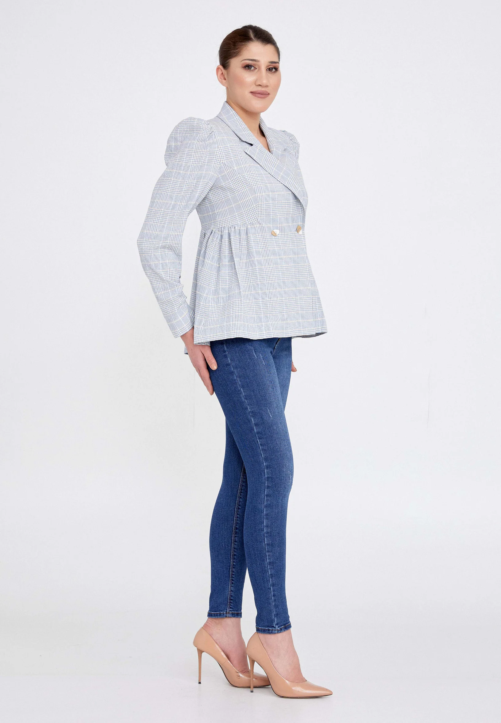 Long Sleeve Linen Geometric Regular Jacket ber21y1112 - Image 7