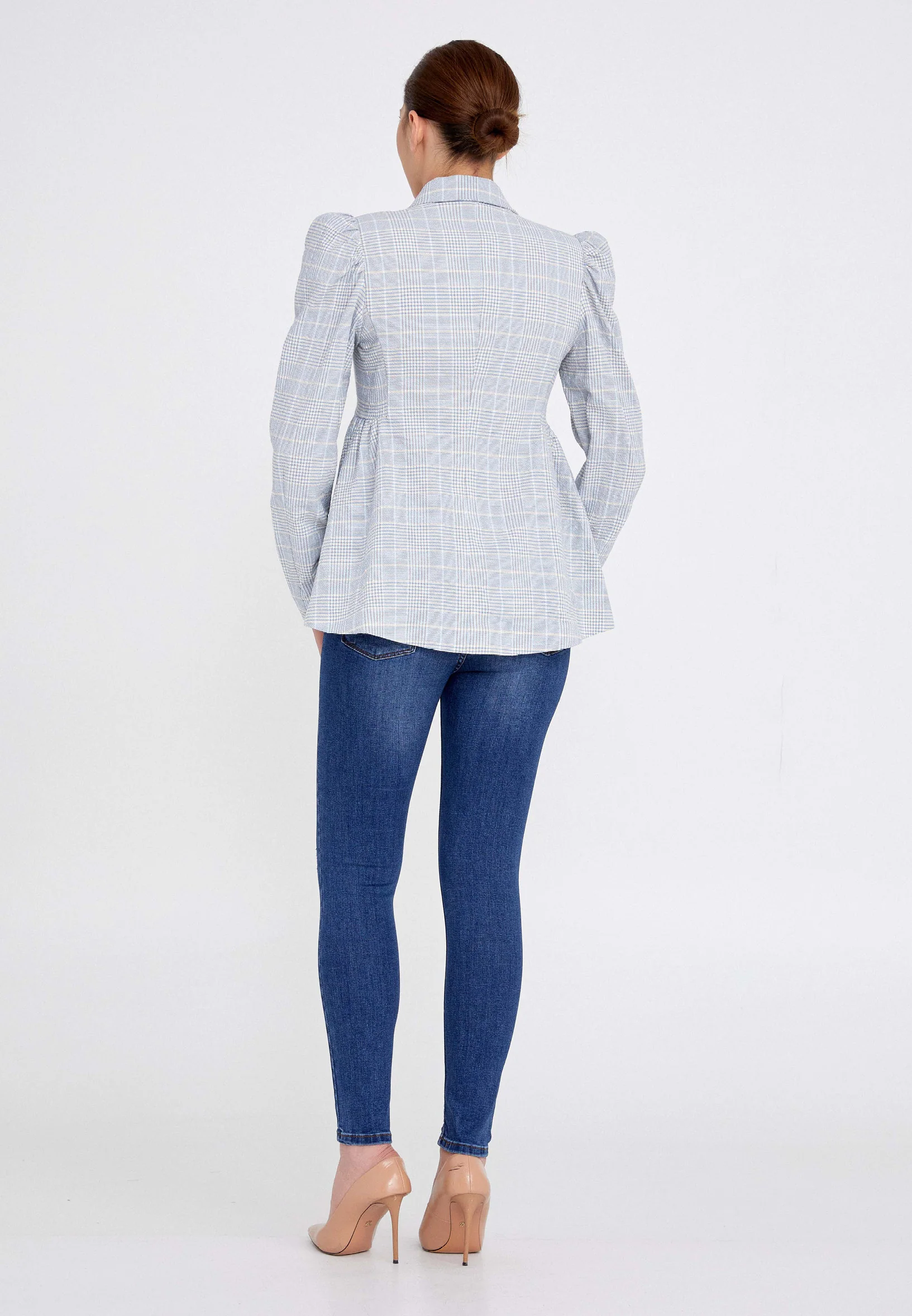 Long Sleeve Linen Geometric Regular Jacket ber21y1112 - Image 8