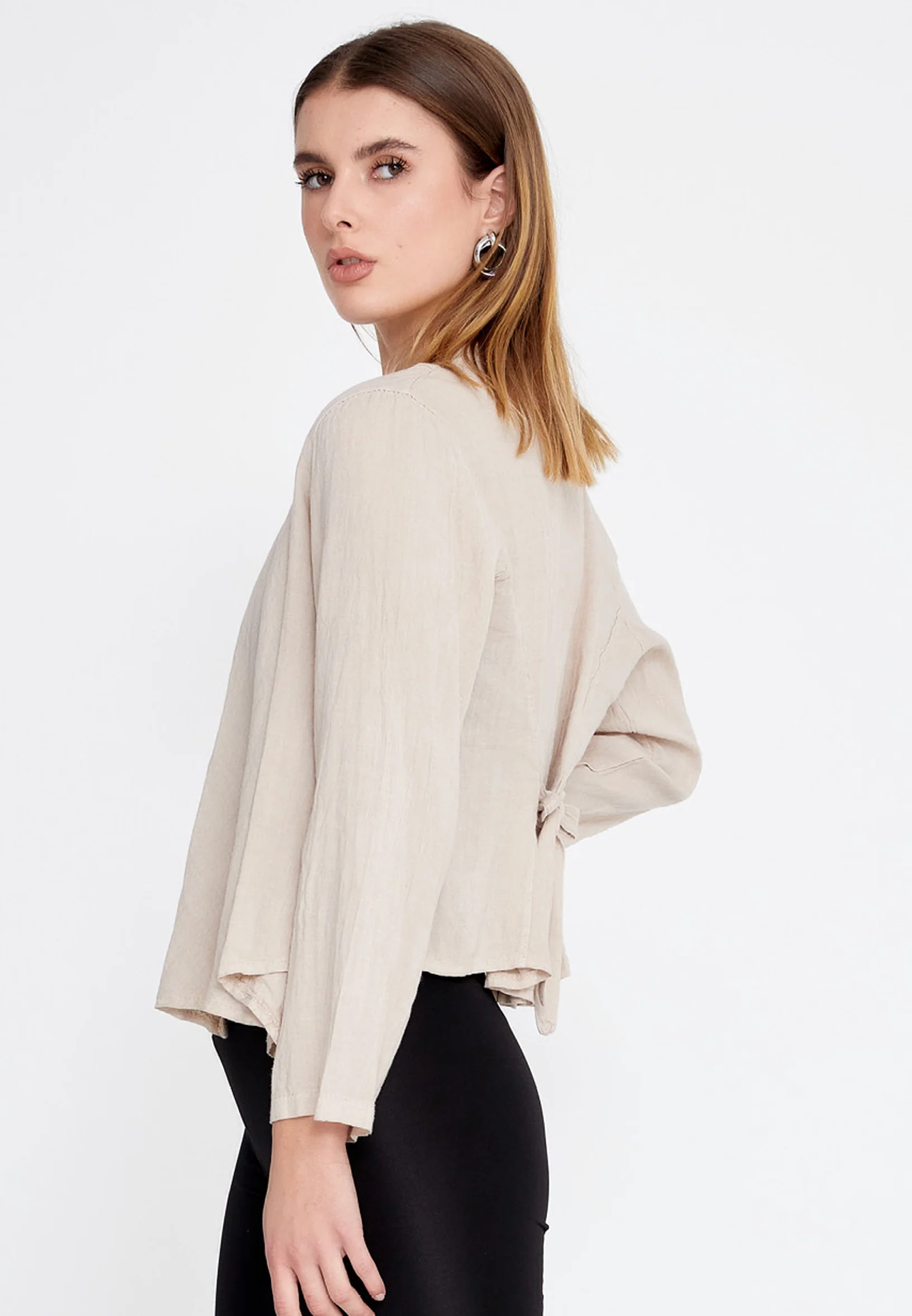 Long Sleeve Linen Regular Cardigan esl5543 - Image 4