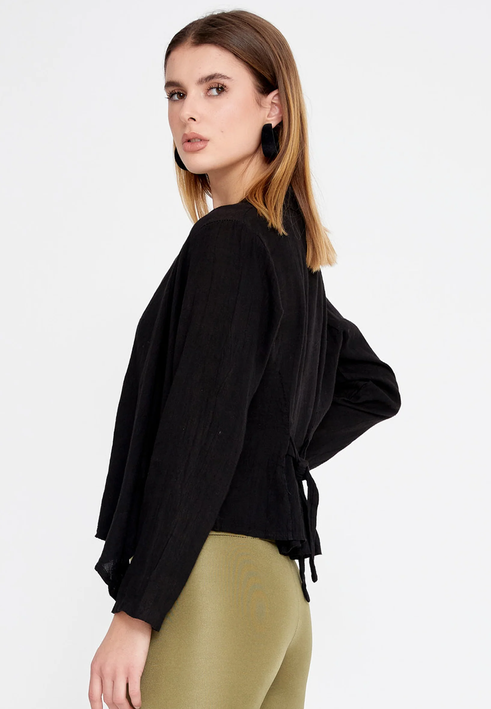 Long Sleeve Linen Regular Cardigan esl5543 - Image 8