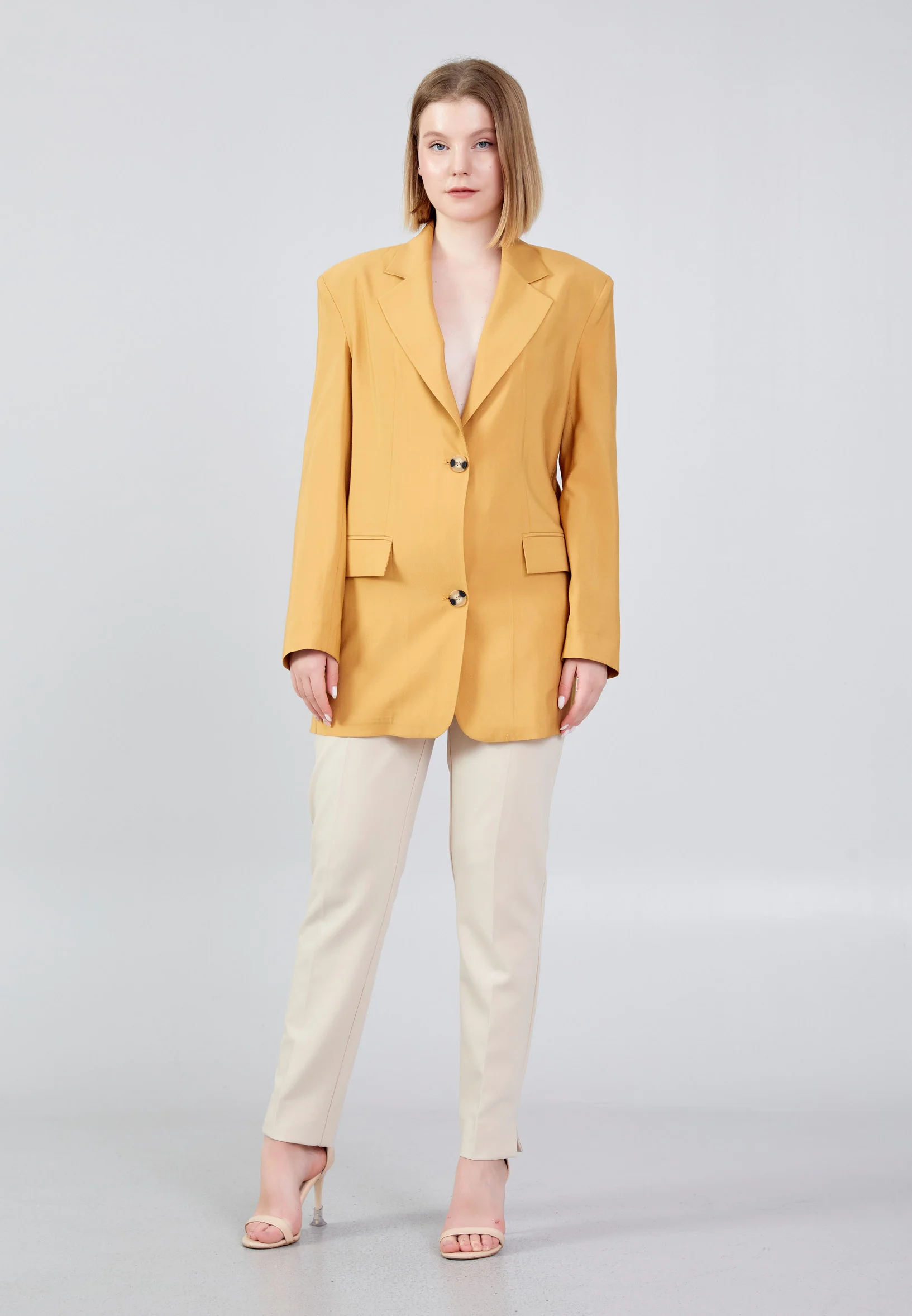 Long Sleeve Linen Solid Color Regular Jacket ber23y1109 - Image 2