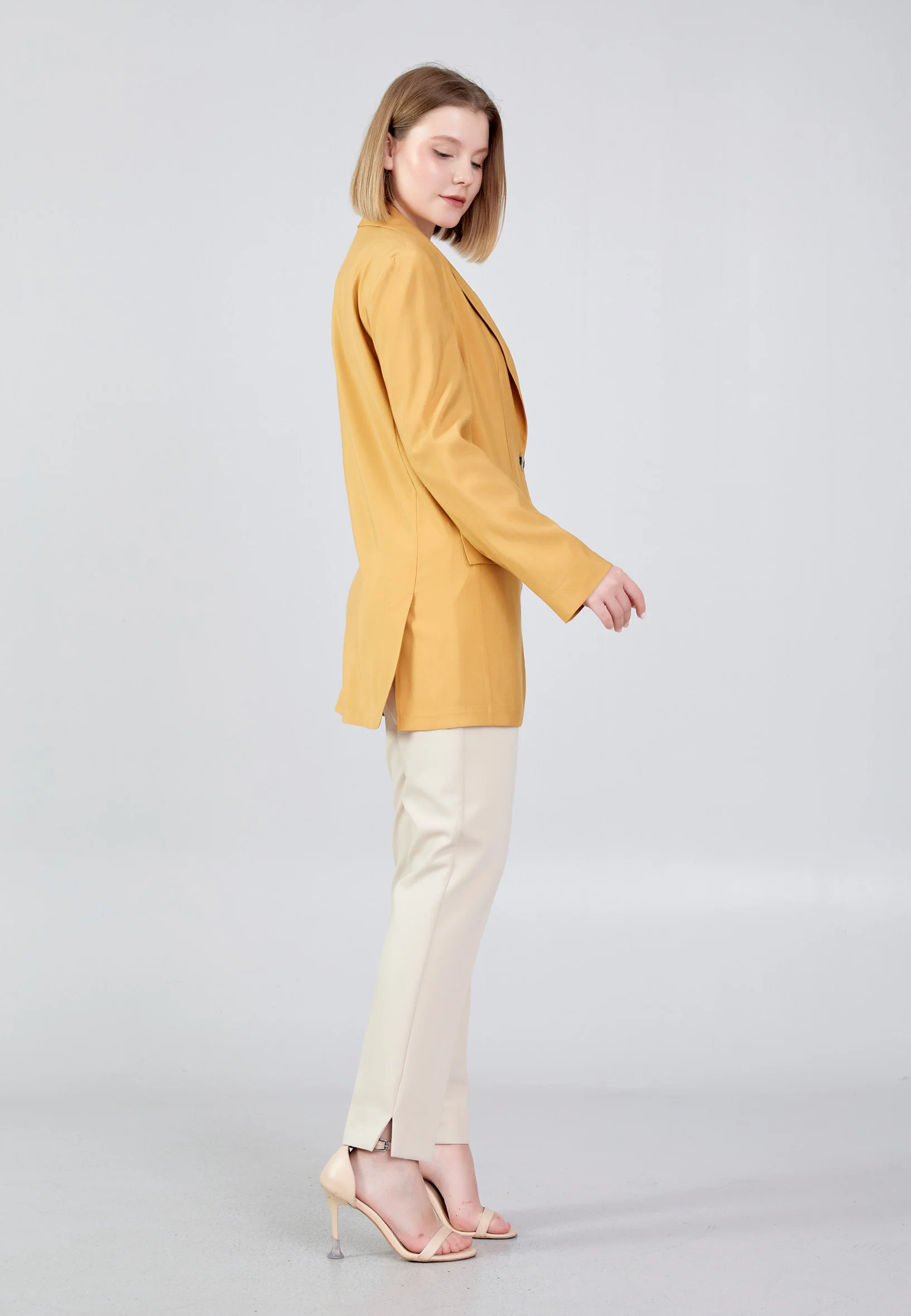 Long Sleeve Linen Solid Color Regular Jacket ber23y1109 - Image 3