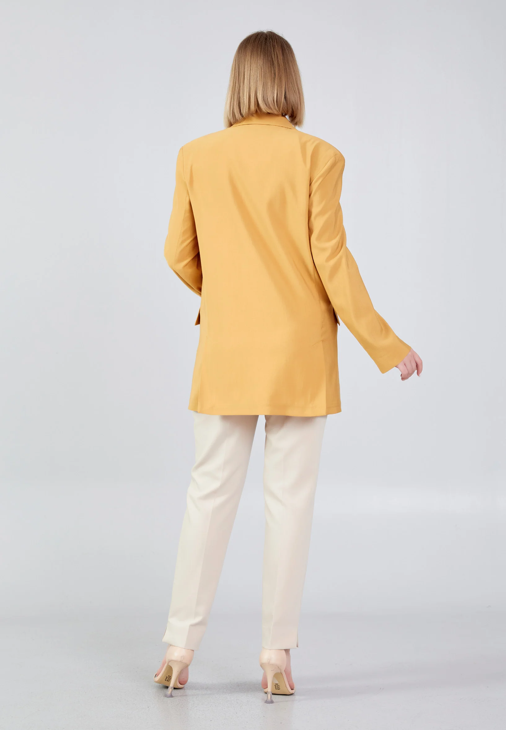 Long Sleeve Linen Solid Color Regular Jacket ber23y1109 - Image 4