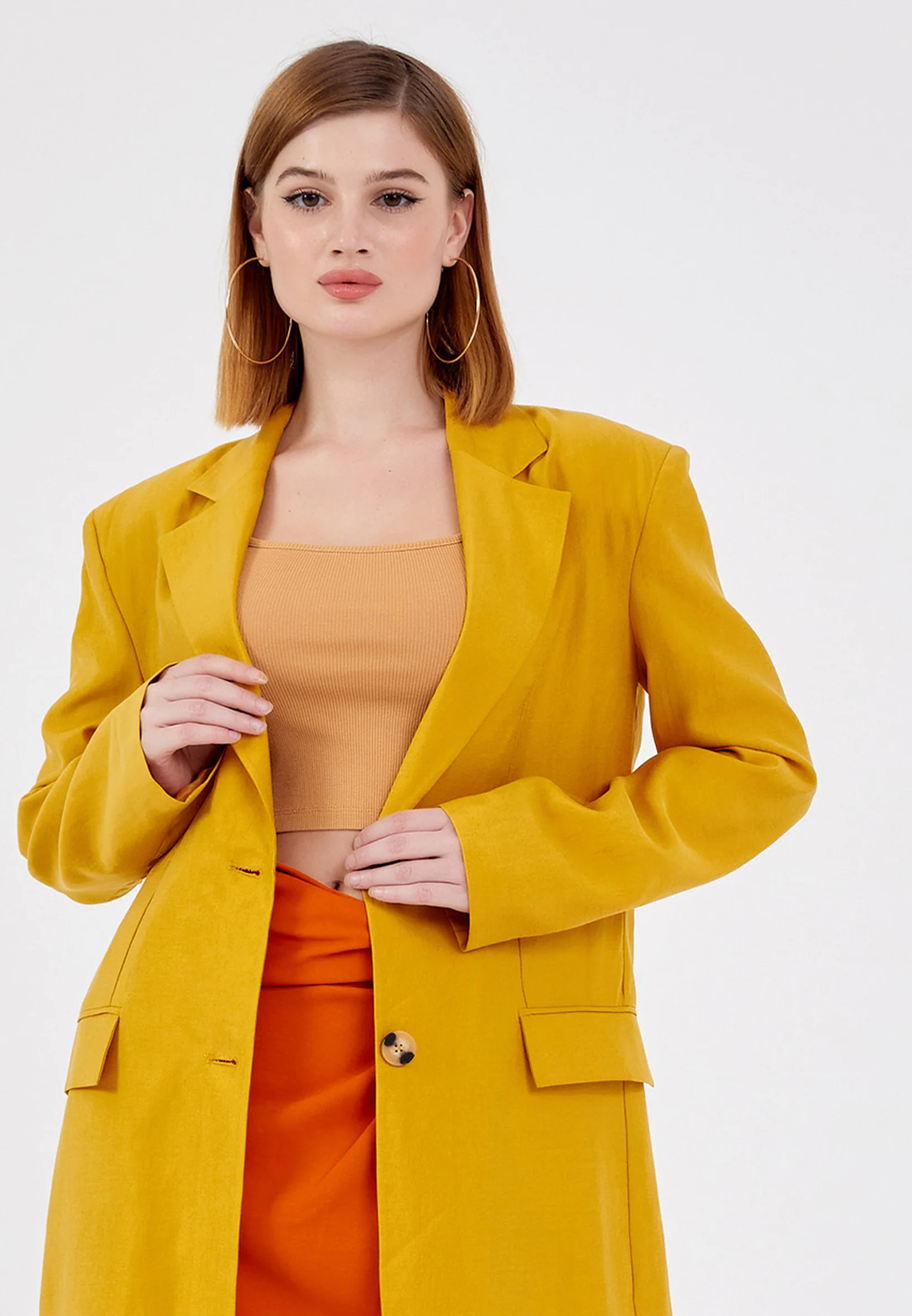 Long Sleeve Linen Solid Color Regular Jacket ber23y1109 - Image 5