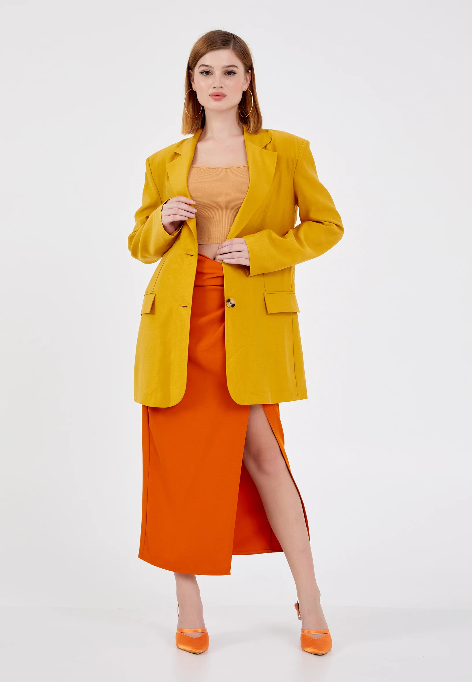 Long Sleeve Linen Solid Color Regular Jacket ber23y1109 - Image 6
