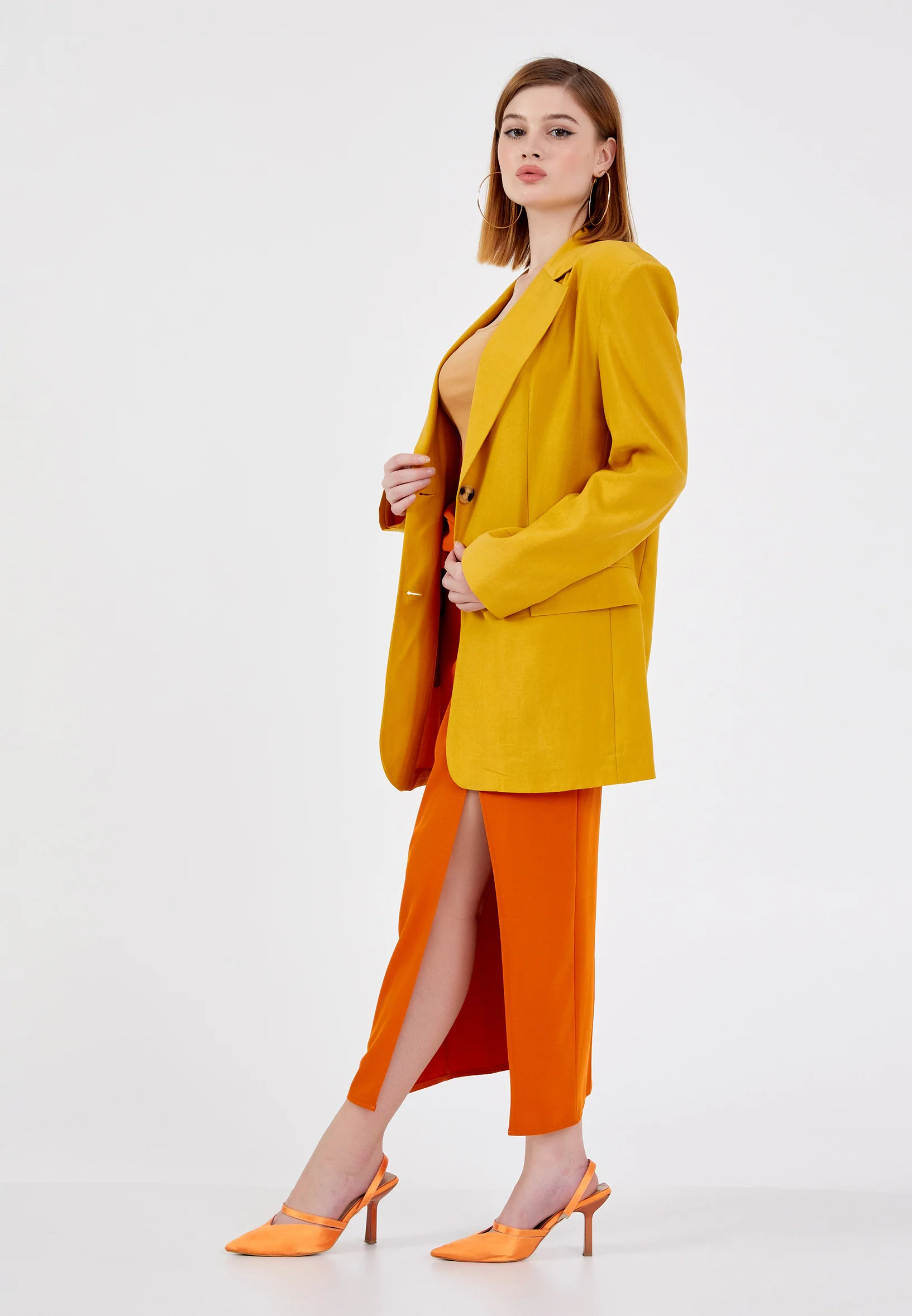 Long Sleeve Linen Solid Color Regular Jacket ber23y1109 - Image 7