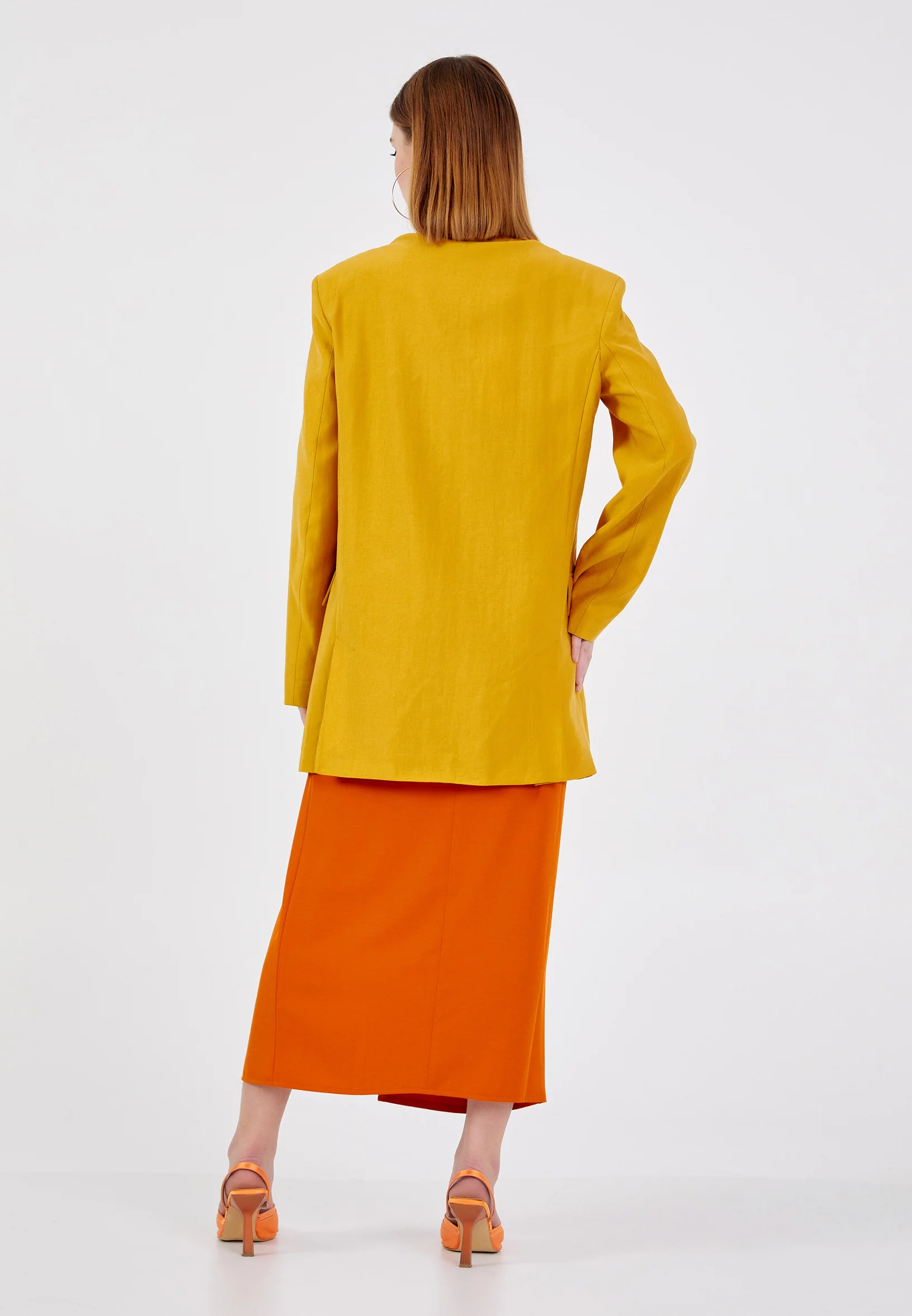 Long Sleeve Linen Solid Color Regular Jacket ber23y1109 - Image 8