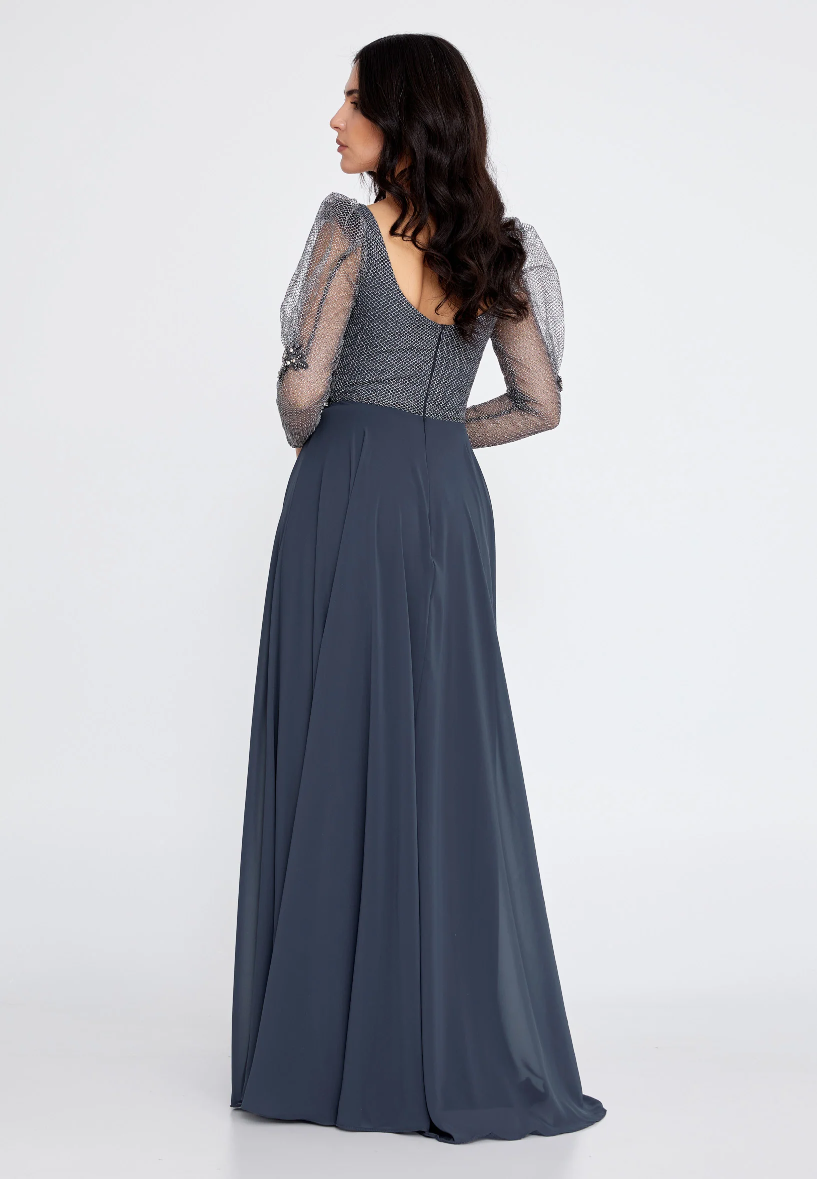 Long Sleeve Maxi Chiffon A - Line Regular Wedding Guest Dress rmn3150 - Image 2