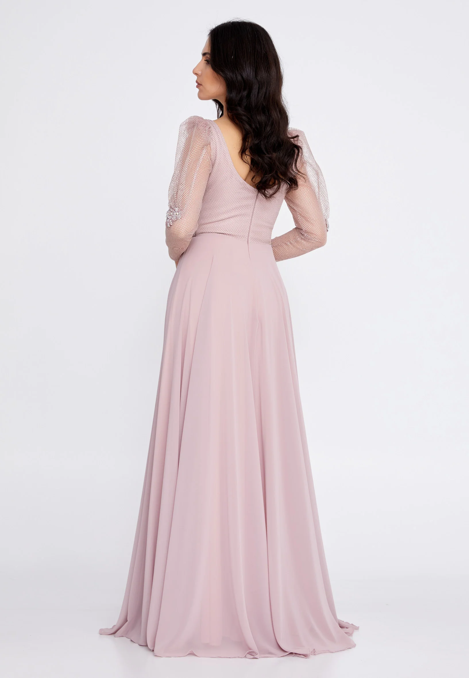Long Sleeve Maxi Chiffon A - Line Regular Wedding Guest Dress rmn3150 - Image 22