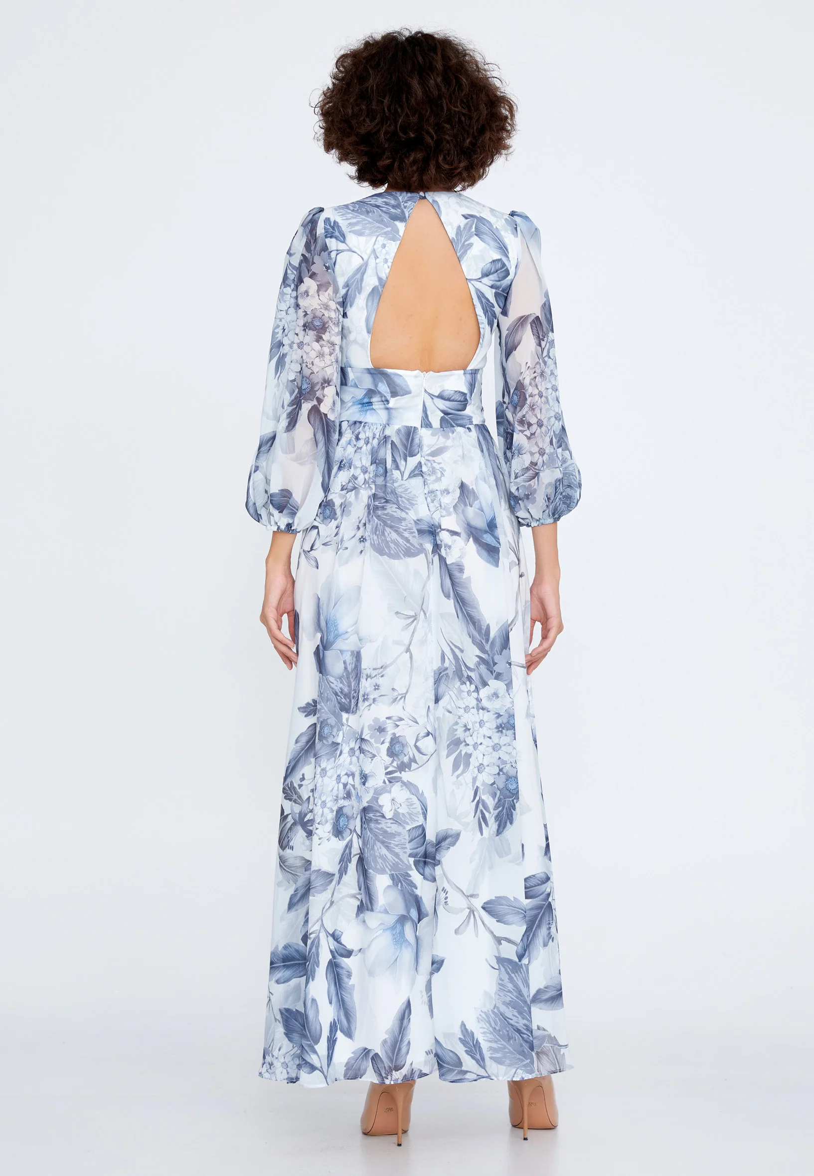 Long Sleeve Maxi Chiffon A - Line Regular Wedding Guest Dress ses2628 - Image 2