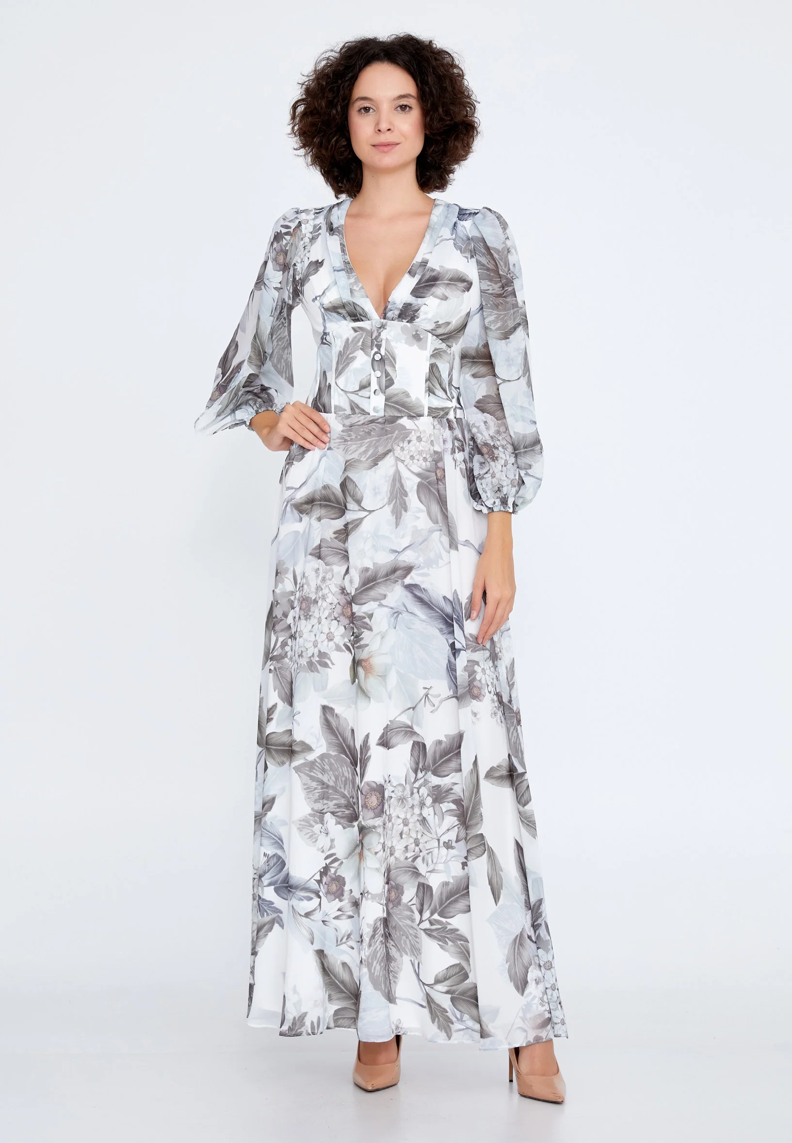 Long Sleeve Maxi Chiffon A - Line Regular Wedding Guest Dress ses2628 - Image 5