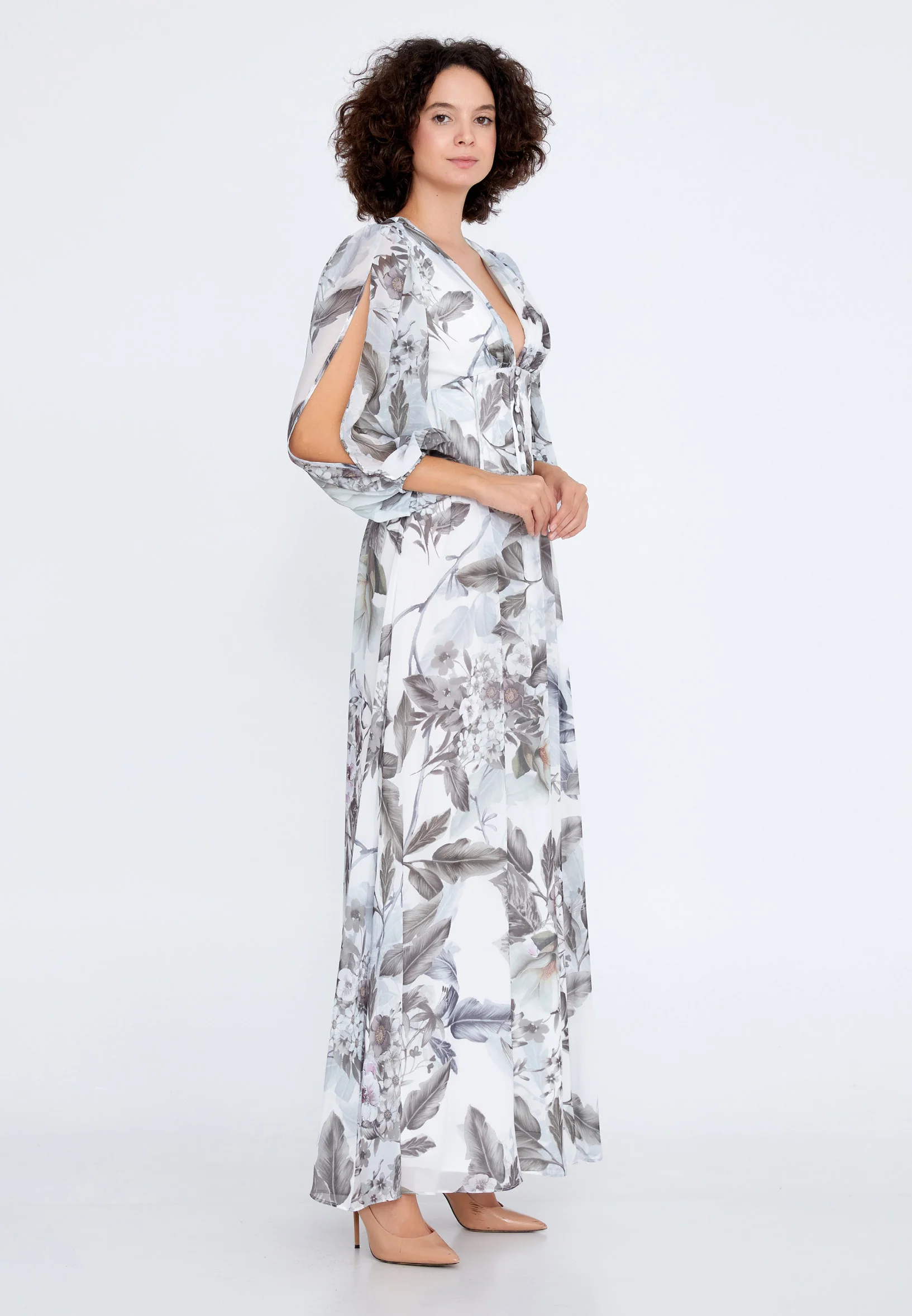 Long Sleeve Maxi Chiffon A - Line Regular Wedding Guest Dress ses2628 - Image 7