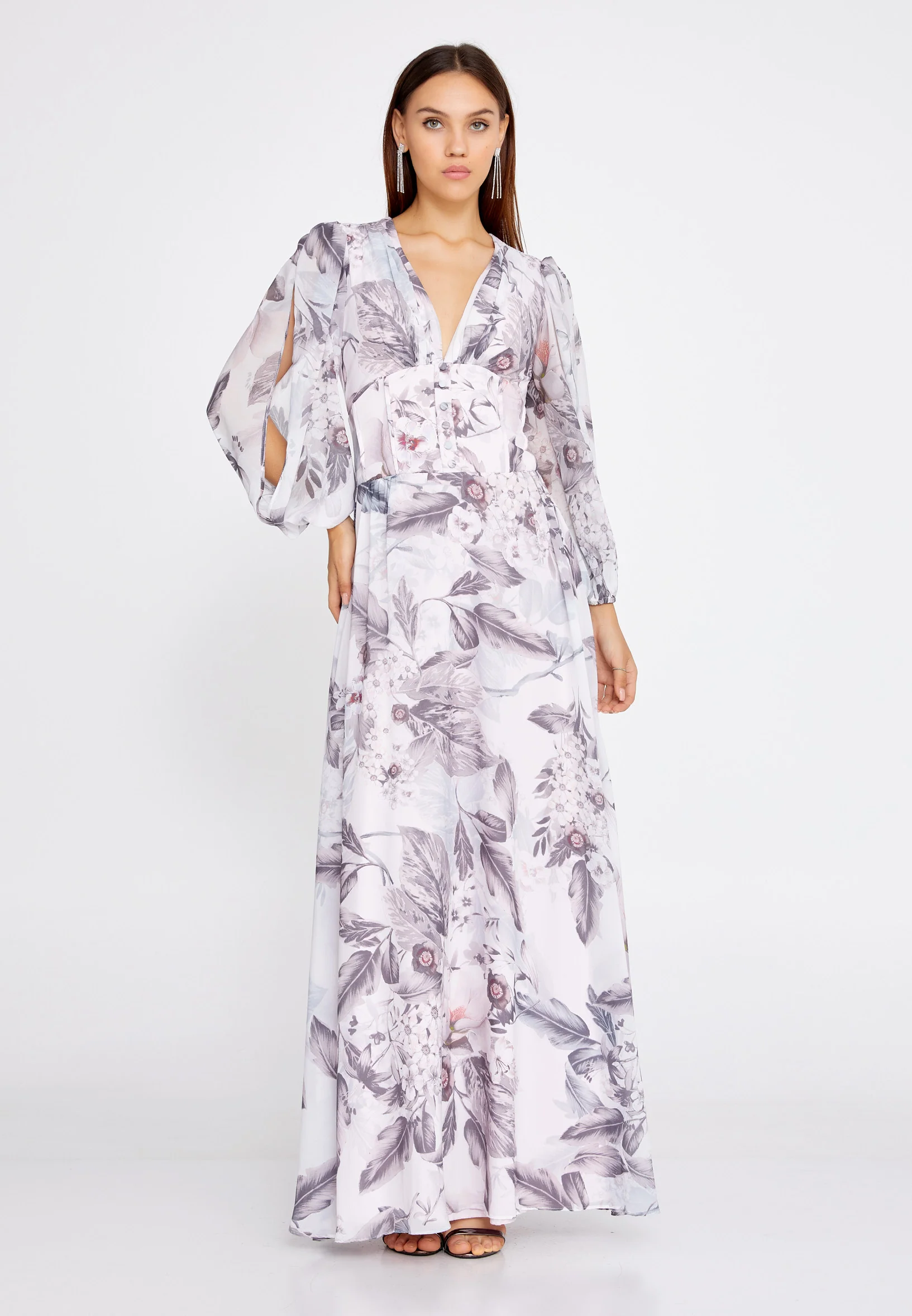 Long Sleeve Maxi Chiffon A - Line Regular Wedding Guest Dress ses2628 - Image 9