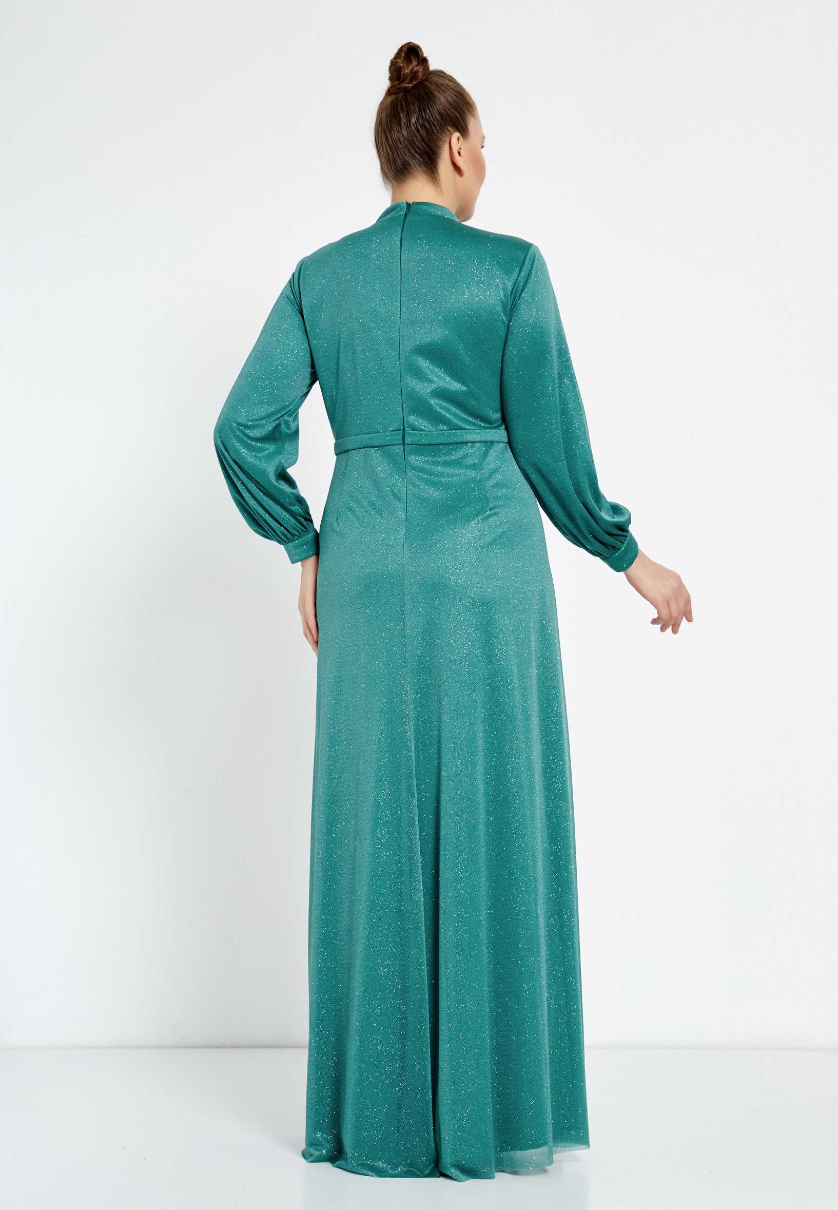 Long Sleeve Maxi Chiffon Column Plus Size Wedding Guest Dress fvl2362-b - Image 10