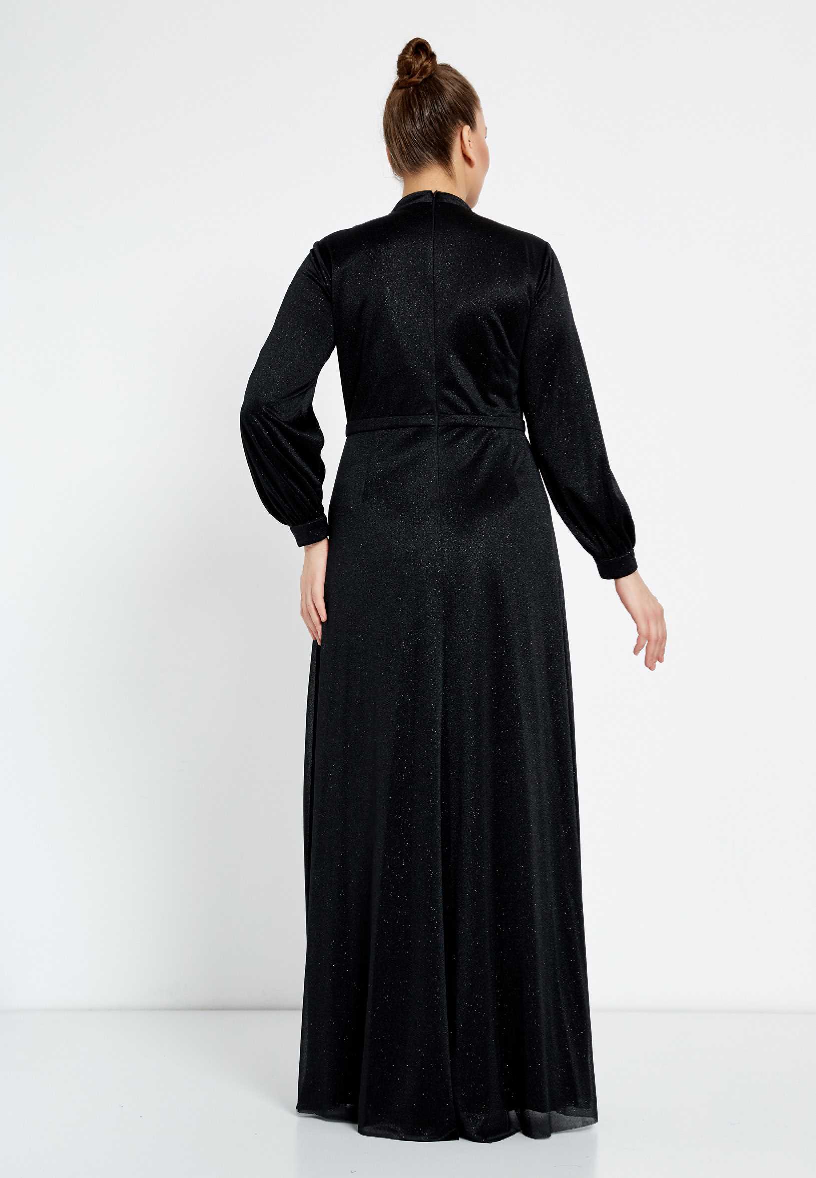 Long Sleeve Maxi Chiffon Column Plus Size Wedding Guest Dress fvl2362-b - Image 2